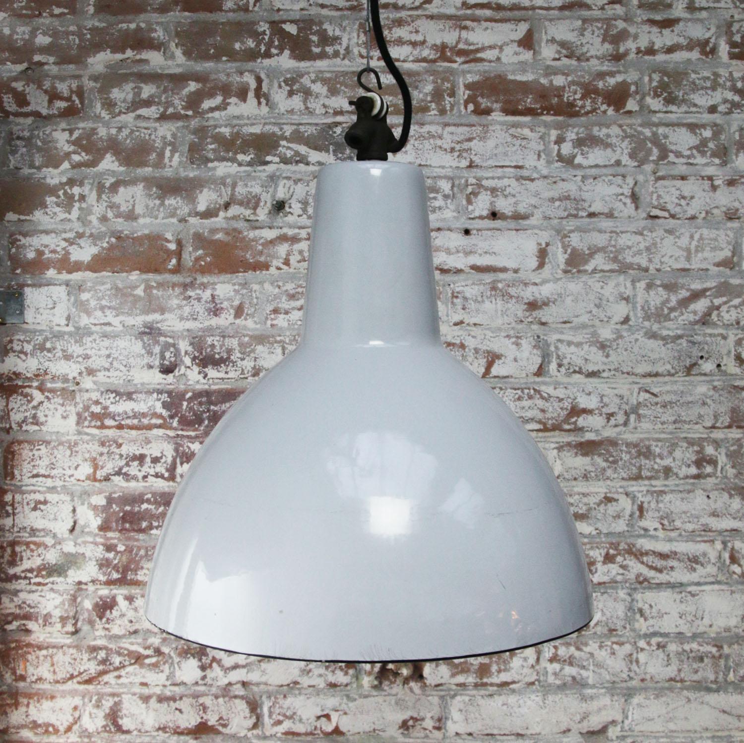 20th Century Dutch Gray Enamel Vintage Industrial Pendant Lights by Philips