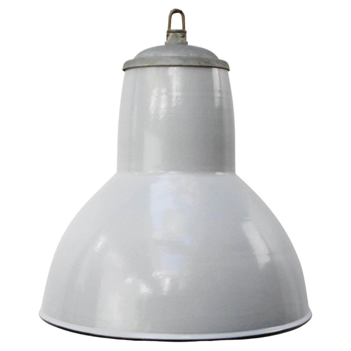 Dutch Grey Enamel Vintage Industrial Pendant Lights by Philips