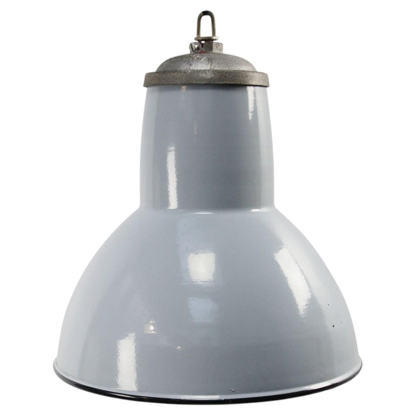 Lampade a sospensione industriali vintage in smalto grigio olandese di Philips