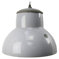 Niederländisch Grau emaillierte industrielle Vintage-Pendelleuchten von Philips