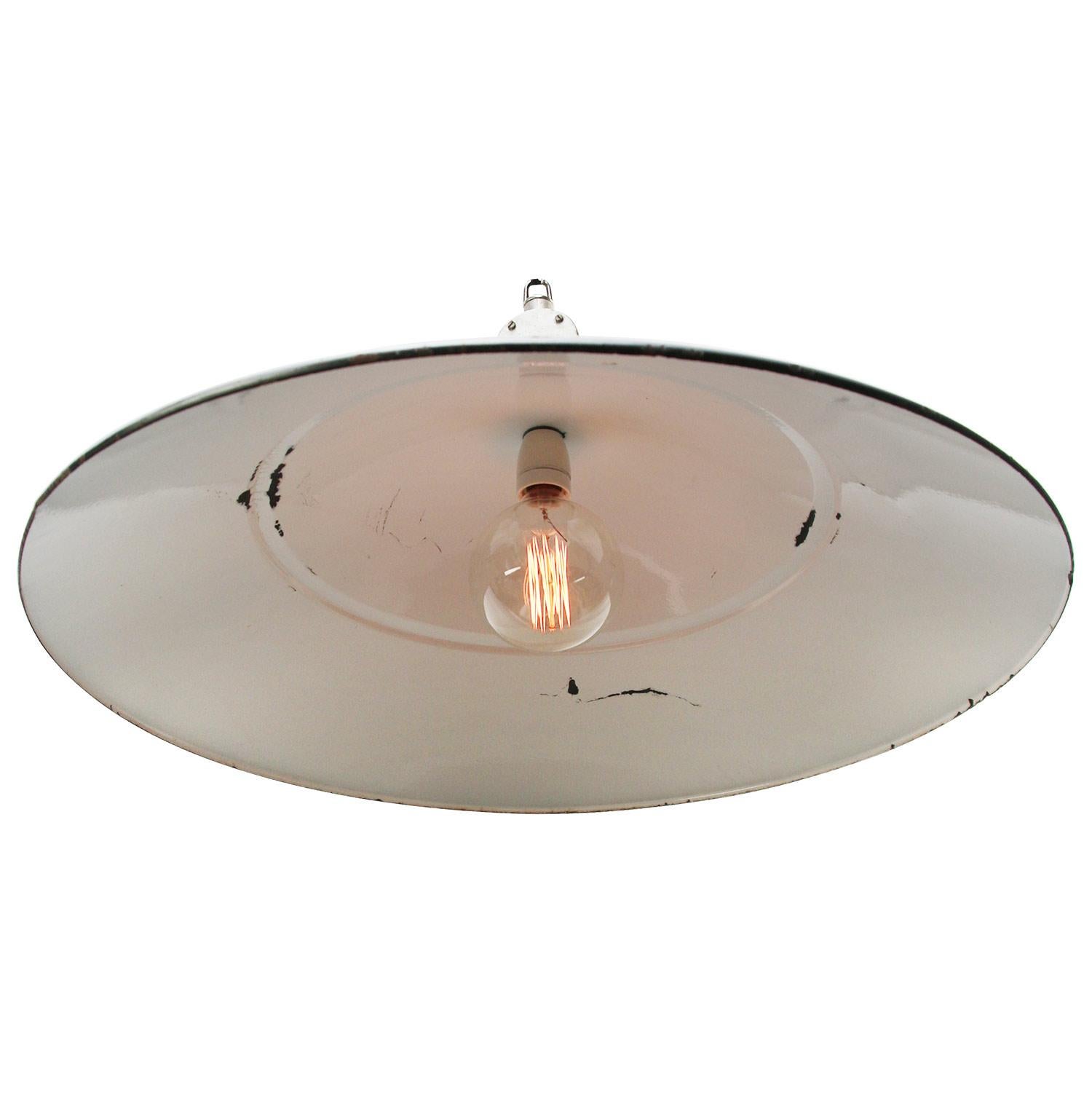Dutch Gray Extra Large Enamel Vintage Industrial Pendant Lights by Philips In Good Condition In Amsterdam, NL