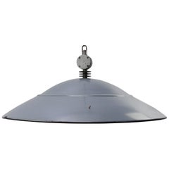 Dutch Gray Extra Large Enamel Vintage Industrial Pendant Lights by Philips