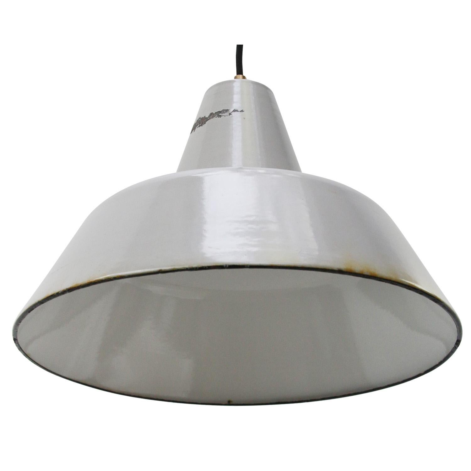 Dutch Grey Enamel Vintage Industrial Factory Pendant Lights by Philips In Good Condition For Sale In Amsterdam, NL