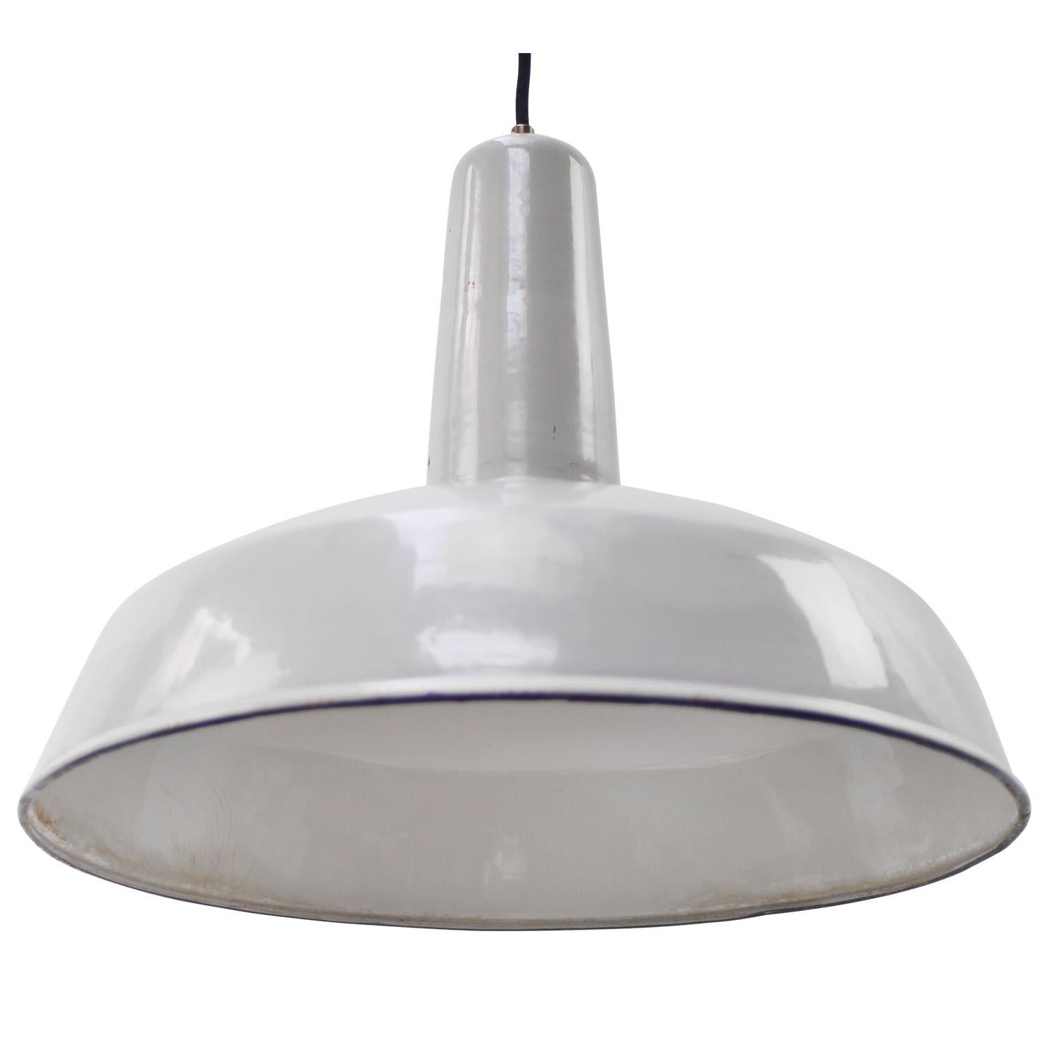Dutch Grey Enamel Vintage Industrial Factory Pendant Lights by Philips In Good Condition For Sale In Amsterdam, NL