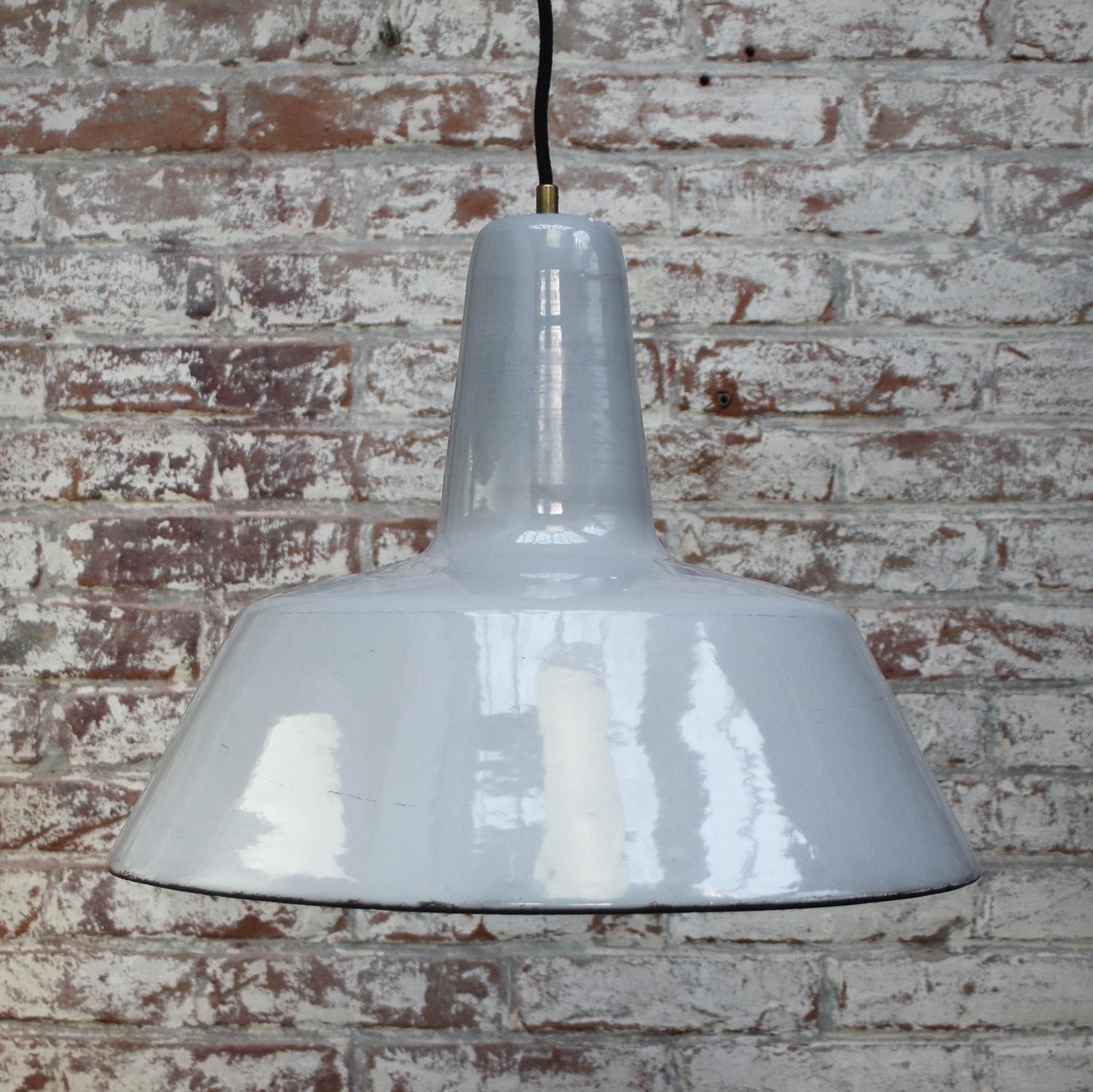 20th Century Dutch Grey Enamel Vintage Industrial Factory Pendant Light by Philips For Sale