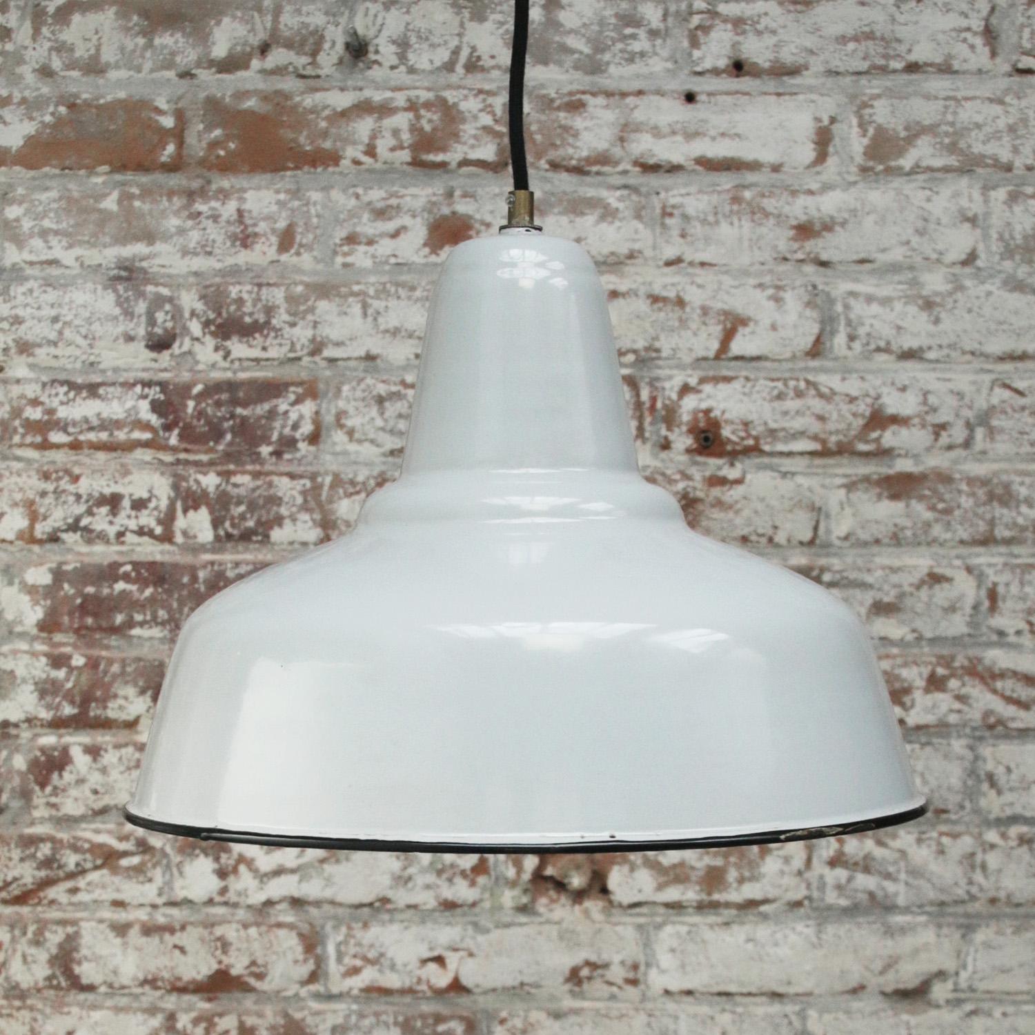Dutch Grey Enamel Vintage Industrial Factory Pendant Lights by Philips For Sale 1