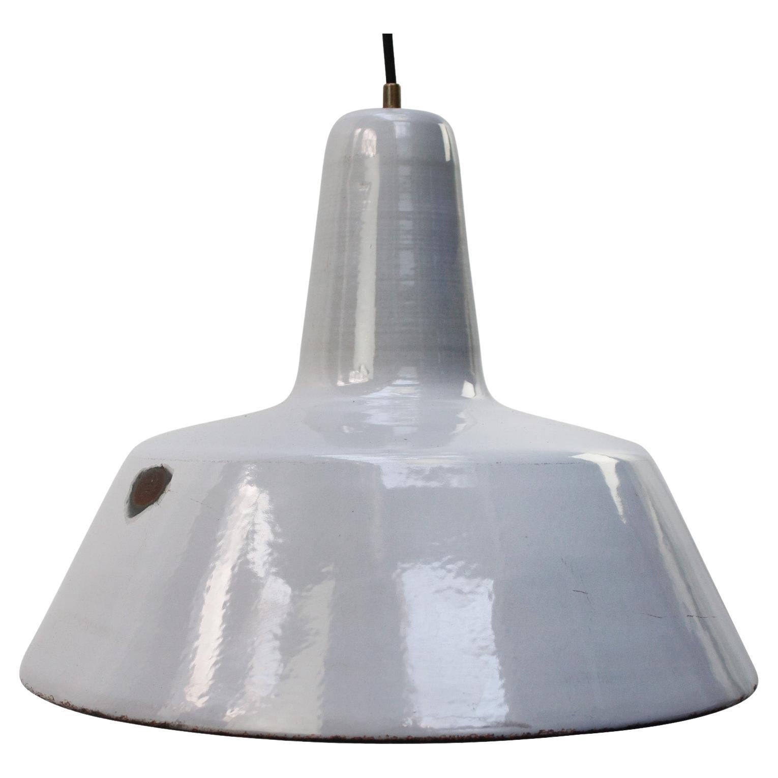 Dutch Grey Enamel Vintage Industrial Factory Pendant Light by Philips For Sale