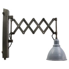Dutch Grey Enamel Vintage Industrial Iron Scissor Wall Work Lamp
