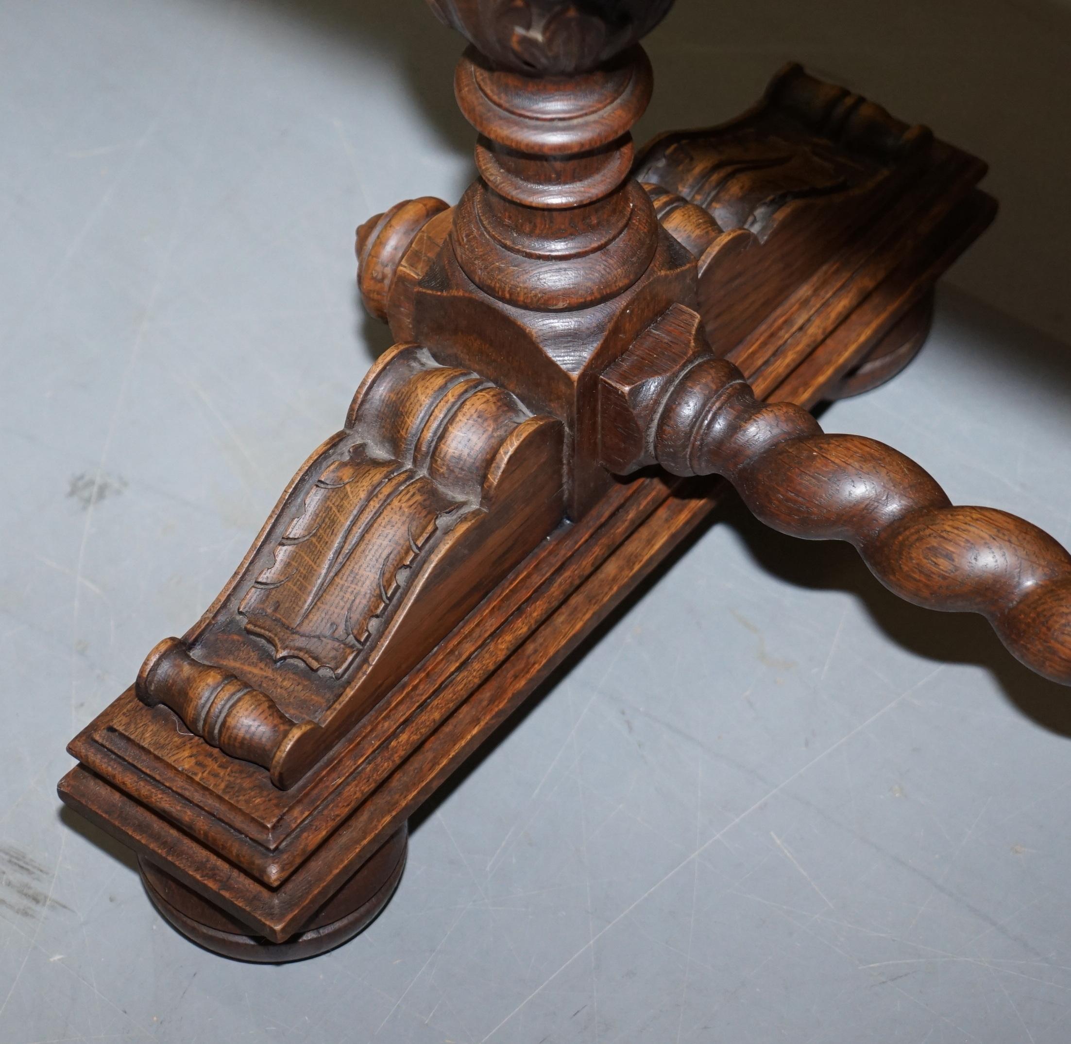 Dutch Hand Carved Solid Oak Side Table to Sit next to a Desk Part of Large Suite For Sale 2