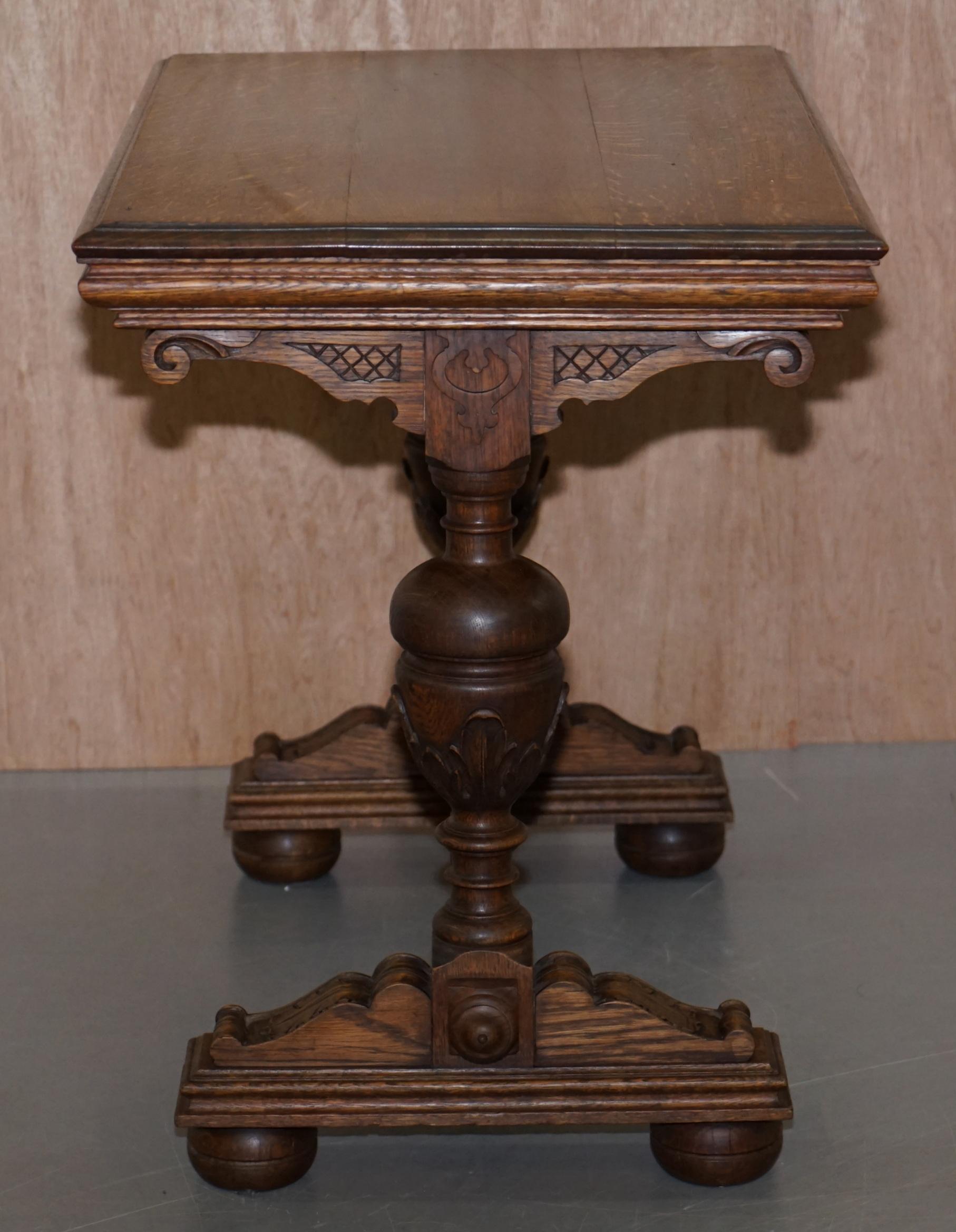Dutch Hand Carved Solid Oak Side Table to Sit next to a Desk Part of Large Suite For Sale 3