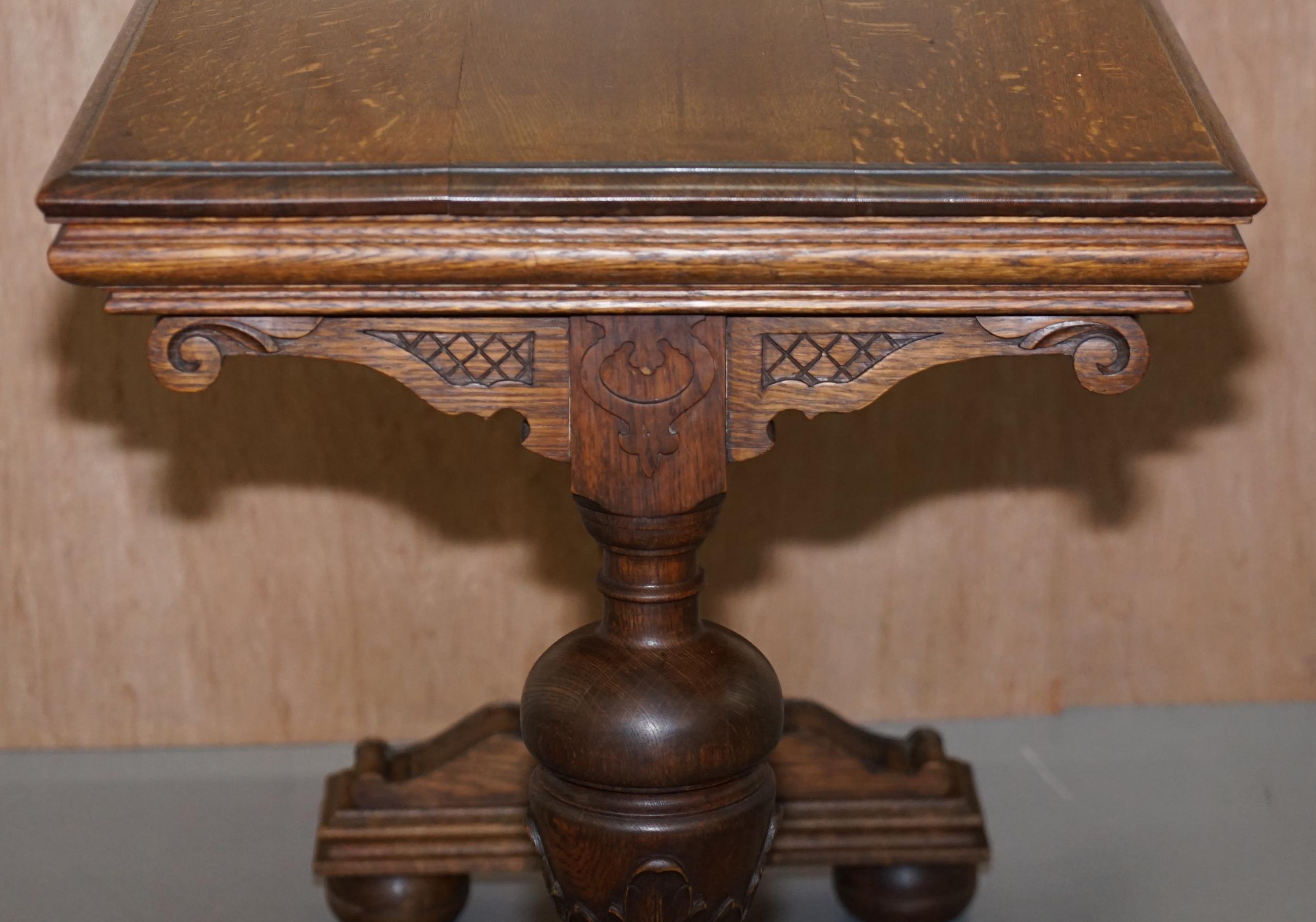 Dutch Hand Carved Solid Oak Side Table to Sit next to a Desk Part of Large Suite For Sale 4