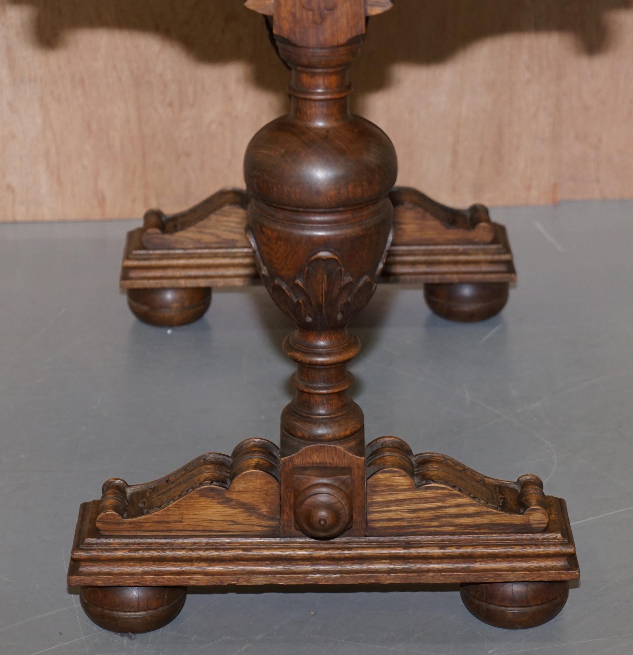 Dutch Hand Carved Solid Oak Side Table to Sit next to a Desk Part of Large Suite For Sale 5
