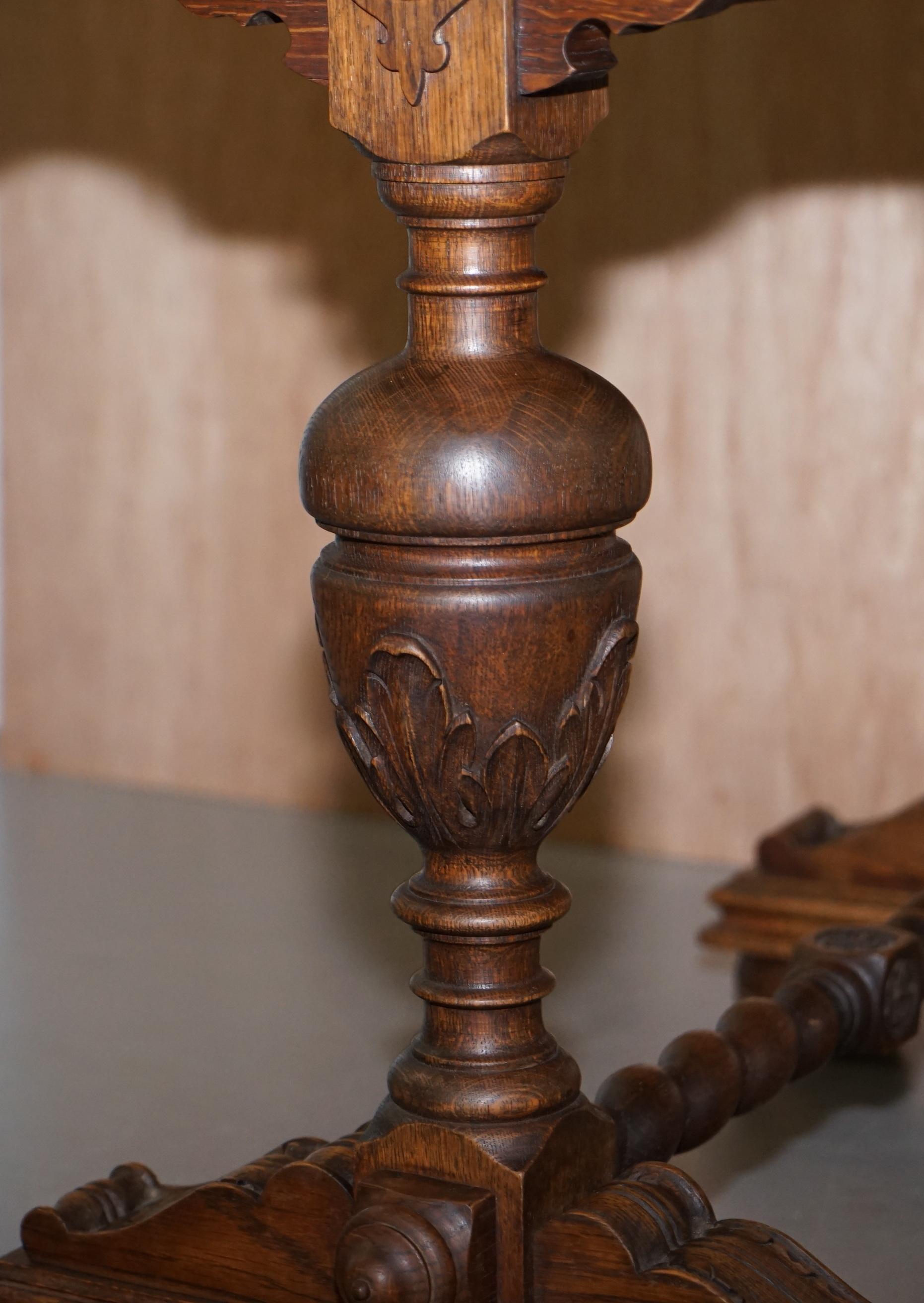 Dutch Hand Carved Solid Oak Side Table to Sit next to a Desk Part of Large Suite For Sale 6