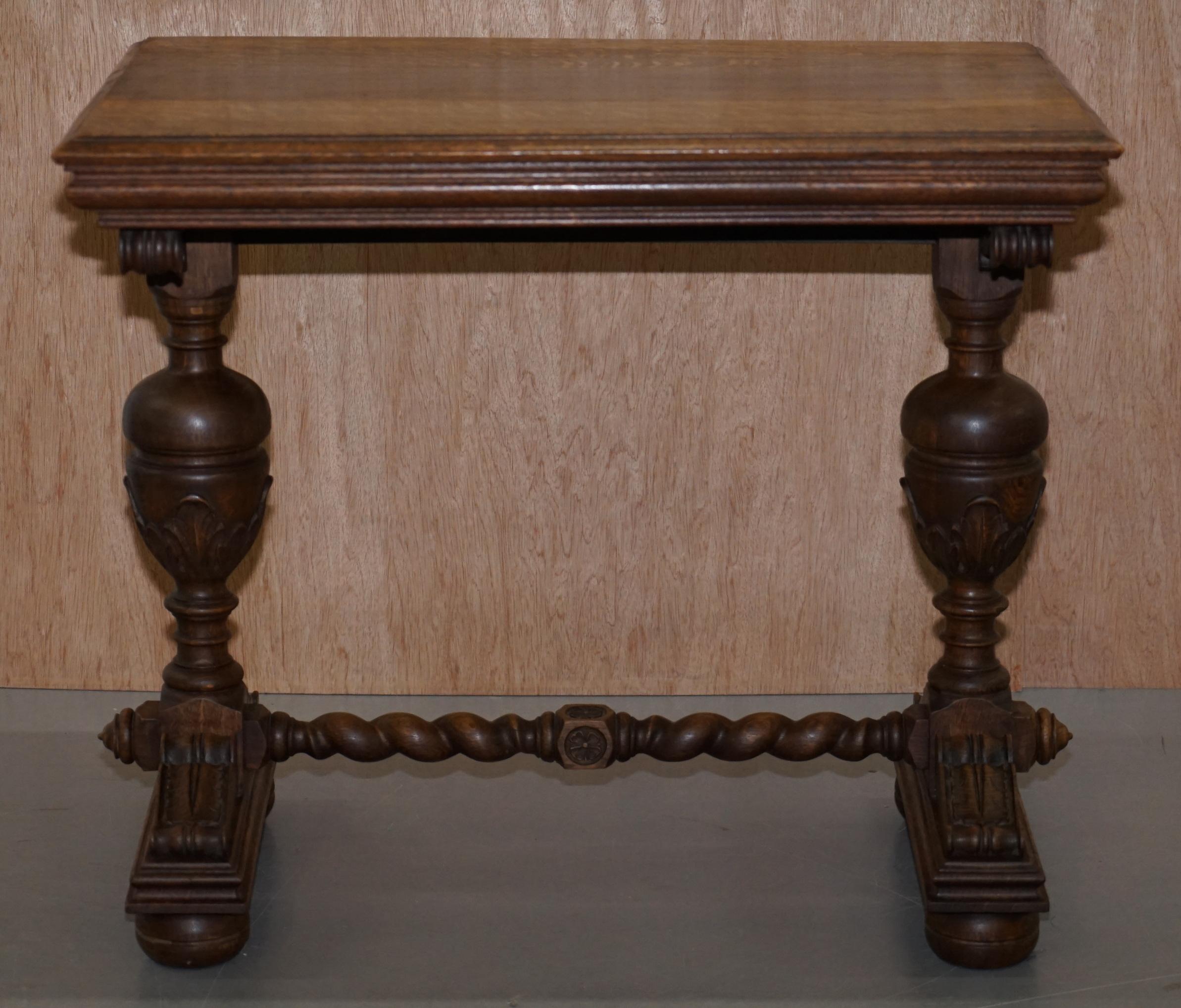 Dutch Hand Carved Solid Oak Side Table to Sit next to a Desk Part of Large Suite For Sale 7