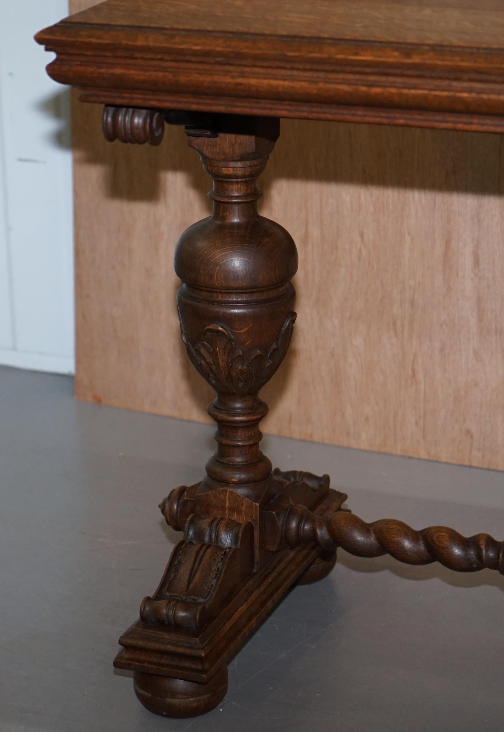 Dutch Hand Carved Solid Oak Side Table to Sit next to a Desk Part of Large Suite For Sale 8