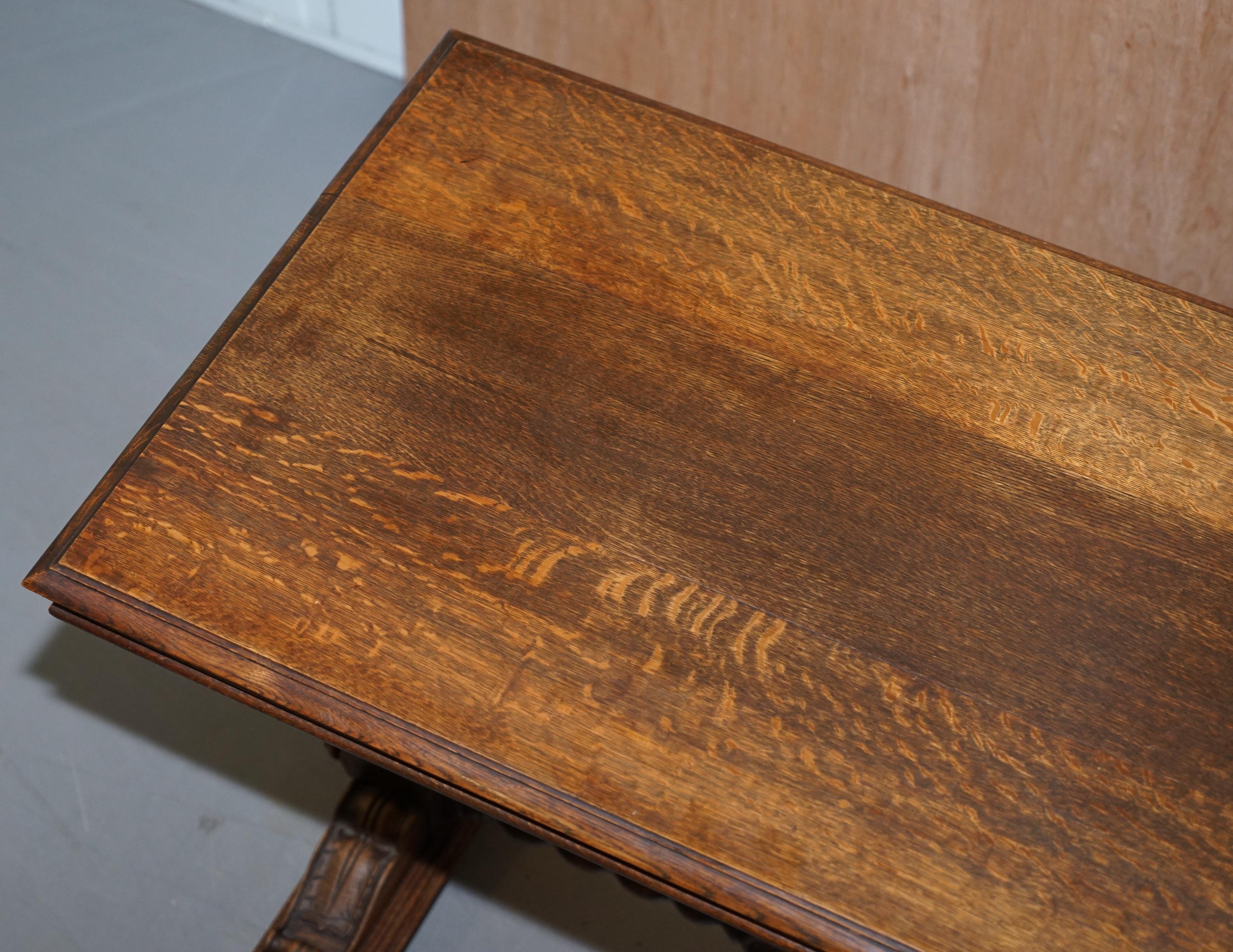 Modern Dutch Hand Carved Solid Oak Side Table to Sit next to a Desk Part of Large Suite For Sale