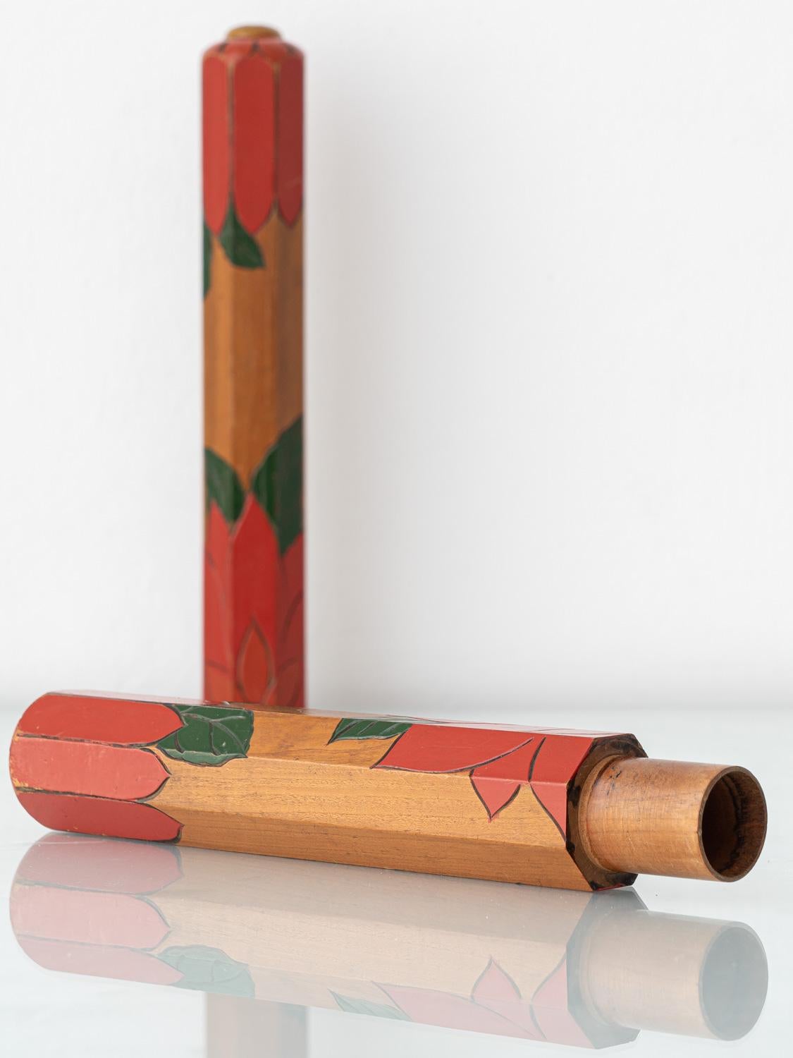 Arts and Crafts Dutch Hand-Carved Wooden Knitting Needle Case, Amsterdam School, circa 1920s For Sale