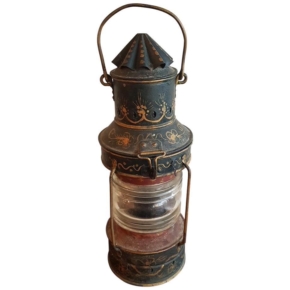Dutch Hand Painted Metal Anchor Light from circa 1900