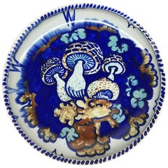 Art Deco, Dutch Hand-Turned and Painted Mushroom Plate from C.J. Lanooy, 1925