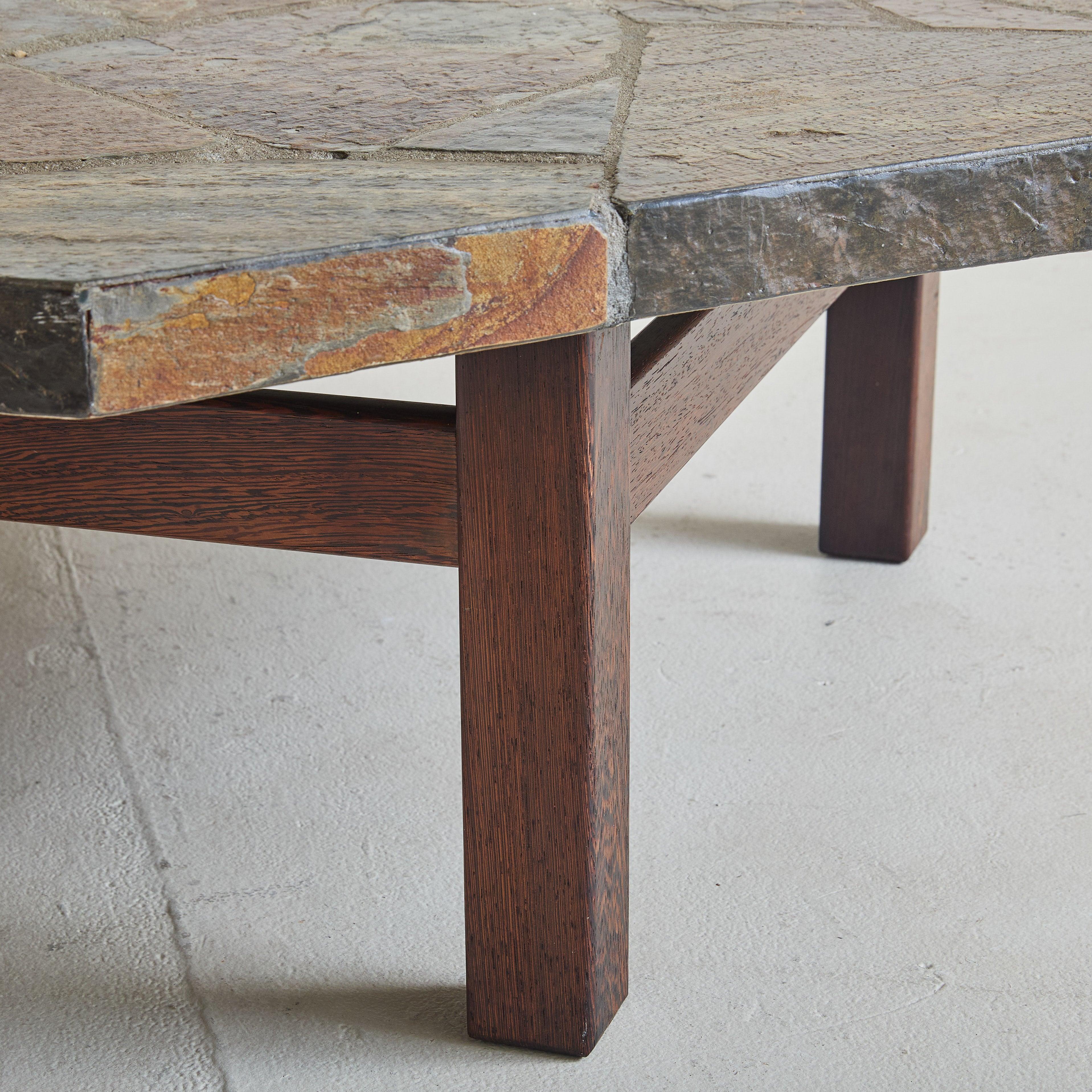 Brutalist Dutch Hexagonal Stone Coffee Table Attributed to Paul Kingma, 1960s