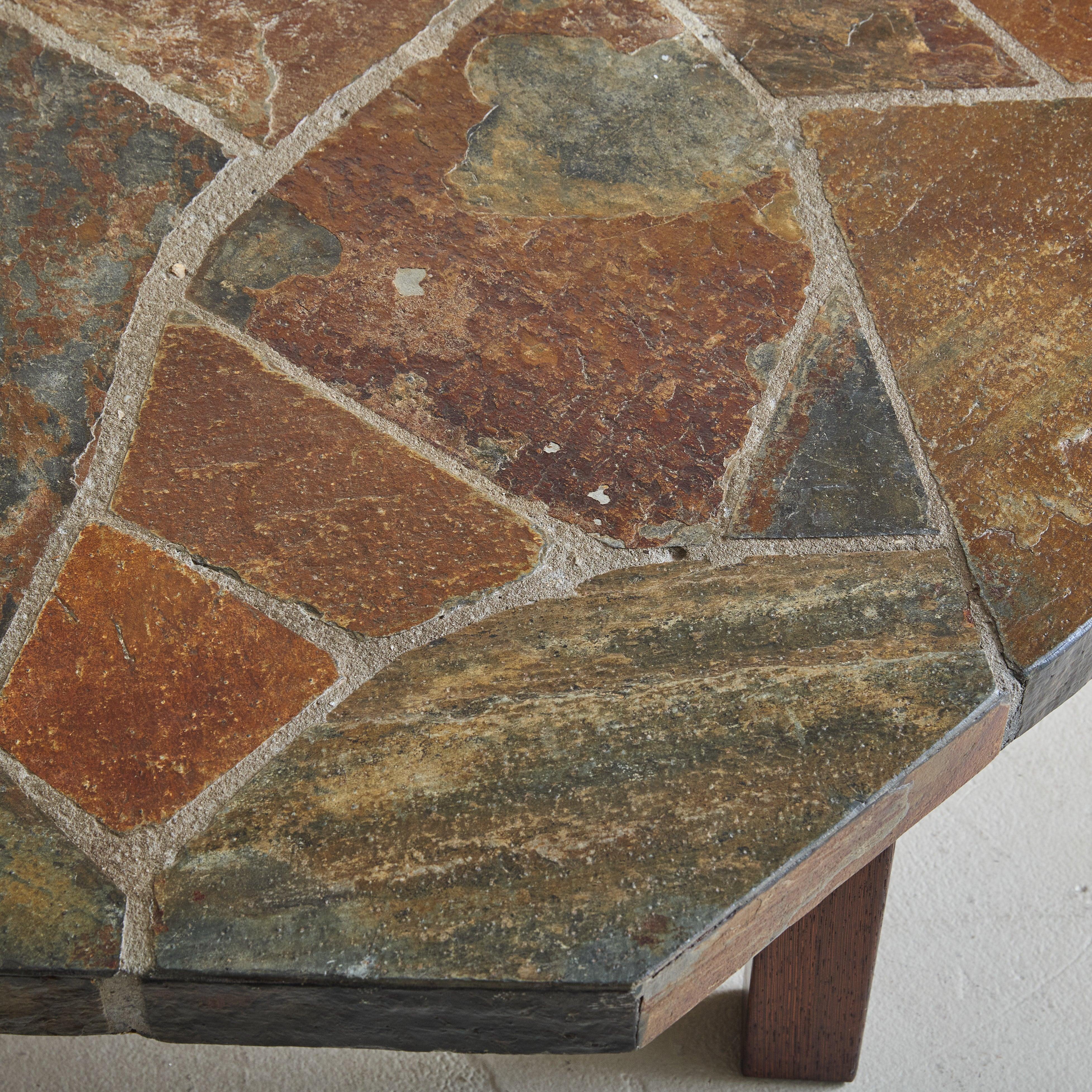 Dutch Hexagonal Stone Coffee Table Attributed to Paul Kingma, 1960s In Good Condition In Chicago, IL