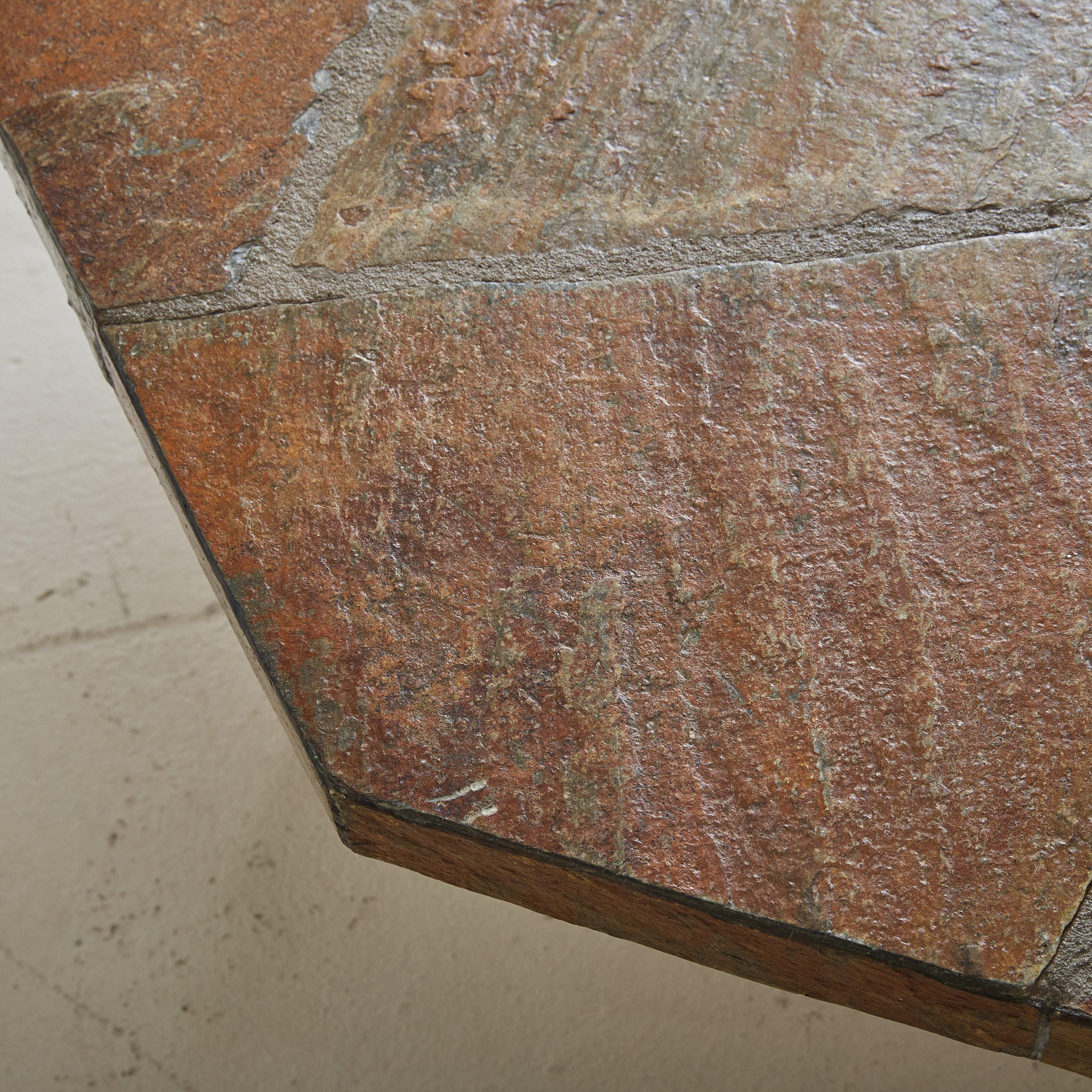 Mid-20th Century Dutch Hexagonal Stone Coffee Table Attributed to Paul Kingma, 1960s