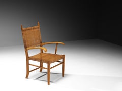 Dutch High Back Armchair in Ash and Cane