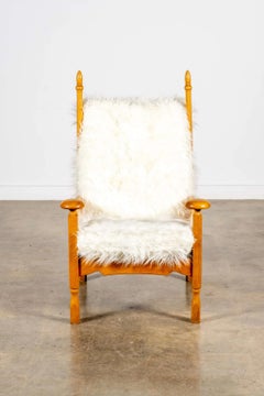 Dutch Highback Throne Chair, new Shearling Cushions