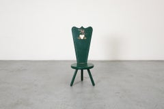 Silla Holandesa Hindeloopen Folk Fireside, Flores Pintadas a Mano, Verde