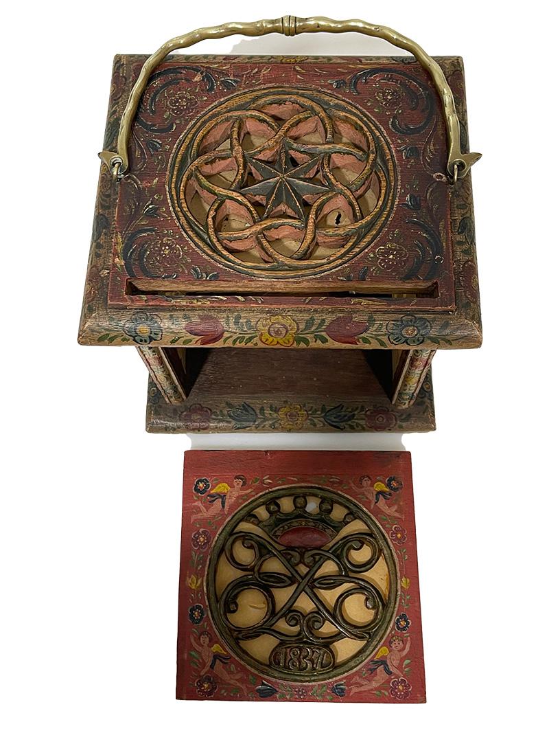Dutch Hindeloopen square footstove, 1837 For Sale 2