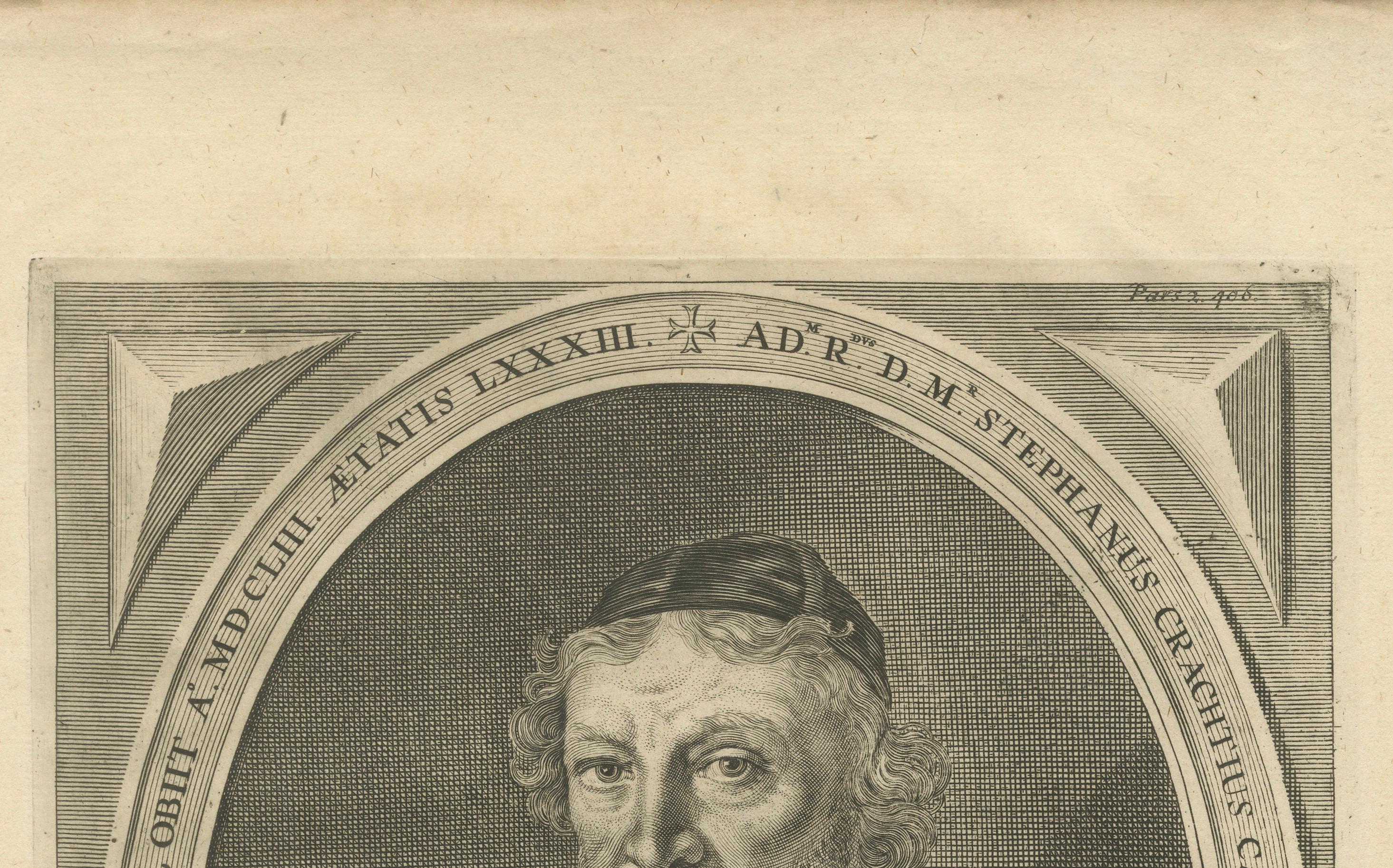 Néerlandais L'humaniste néerlandais A.I.C. - 17e s. Gravure de Matham d'après Spilberg en vente