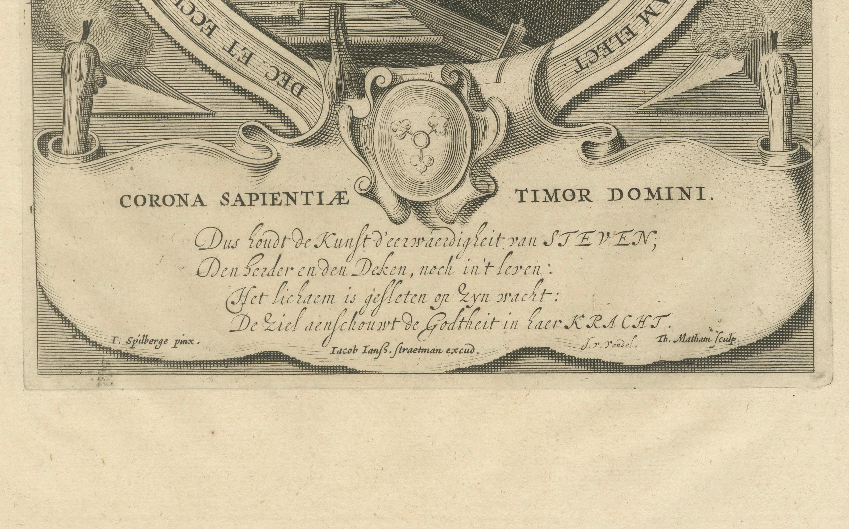 L'humaniste néerlandais A.I.C. - 17e s. Gravure de Matham d'après Spilberg Bon état - En vente à Langweer, NL