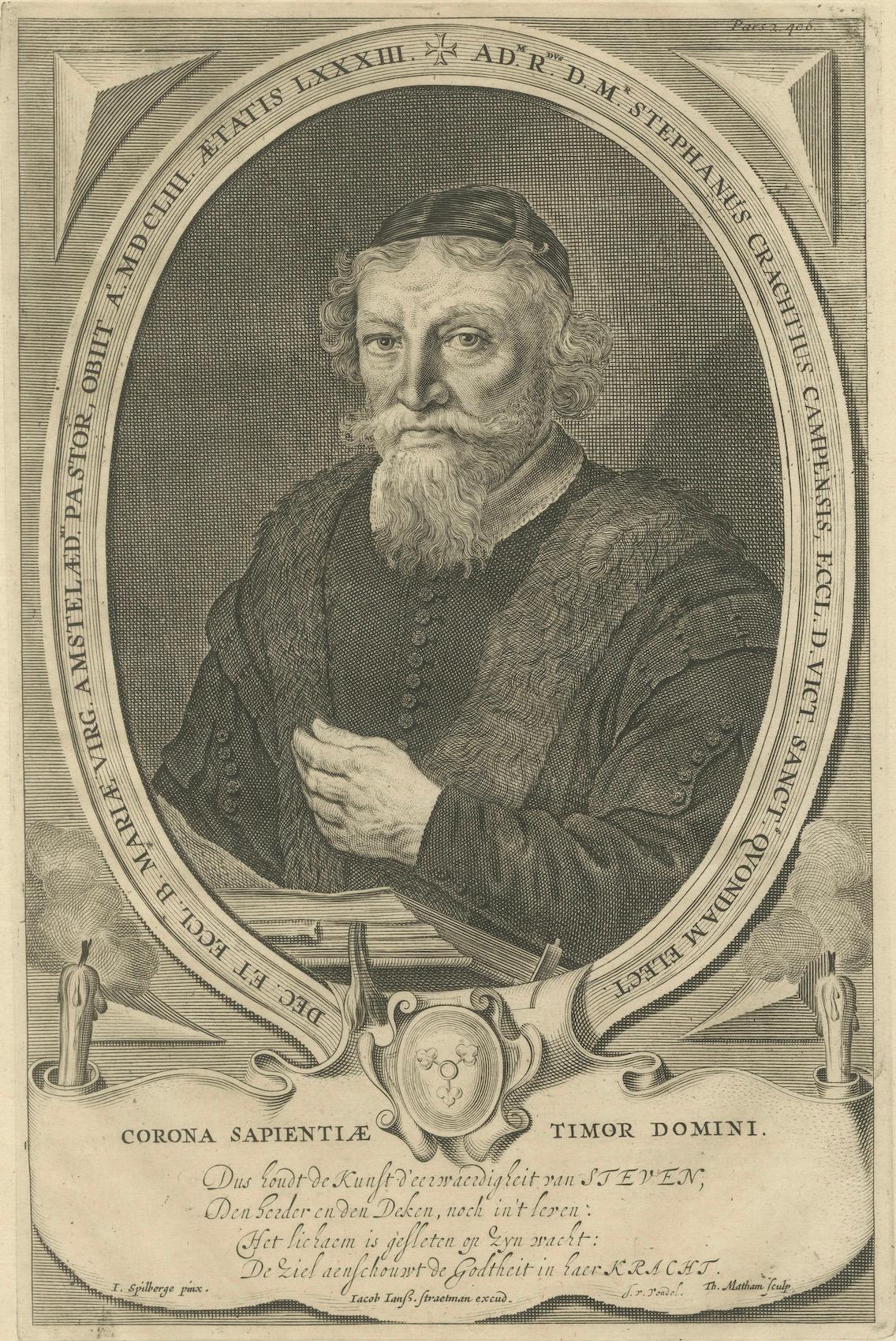 Papier L'humaniste néerlandais A.I.C. - 17e s. Gravure de Matham d'après Spilberg en vente