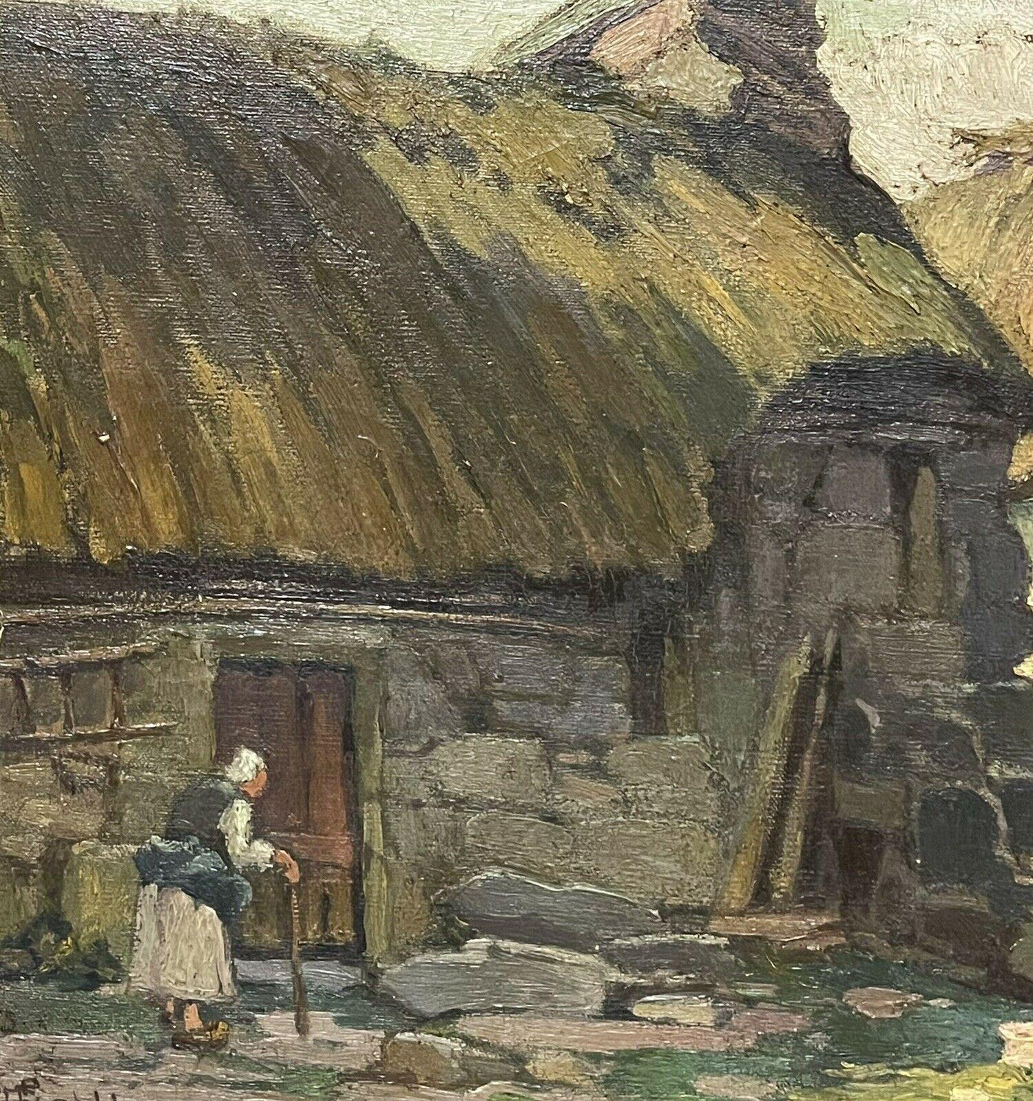 Anciennes figurines de ferme à l'huile néerlandaise de l'école de La Haye, signées d'impressionnistes - Impressionnisme Painting par Dutch Impressionist