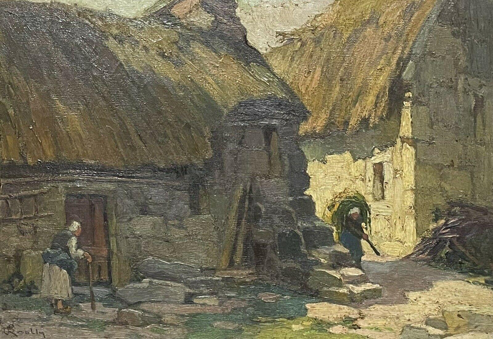 Hague School, Antique Dutch Impressionist Signed Oil Farmyard Figures