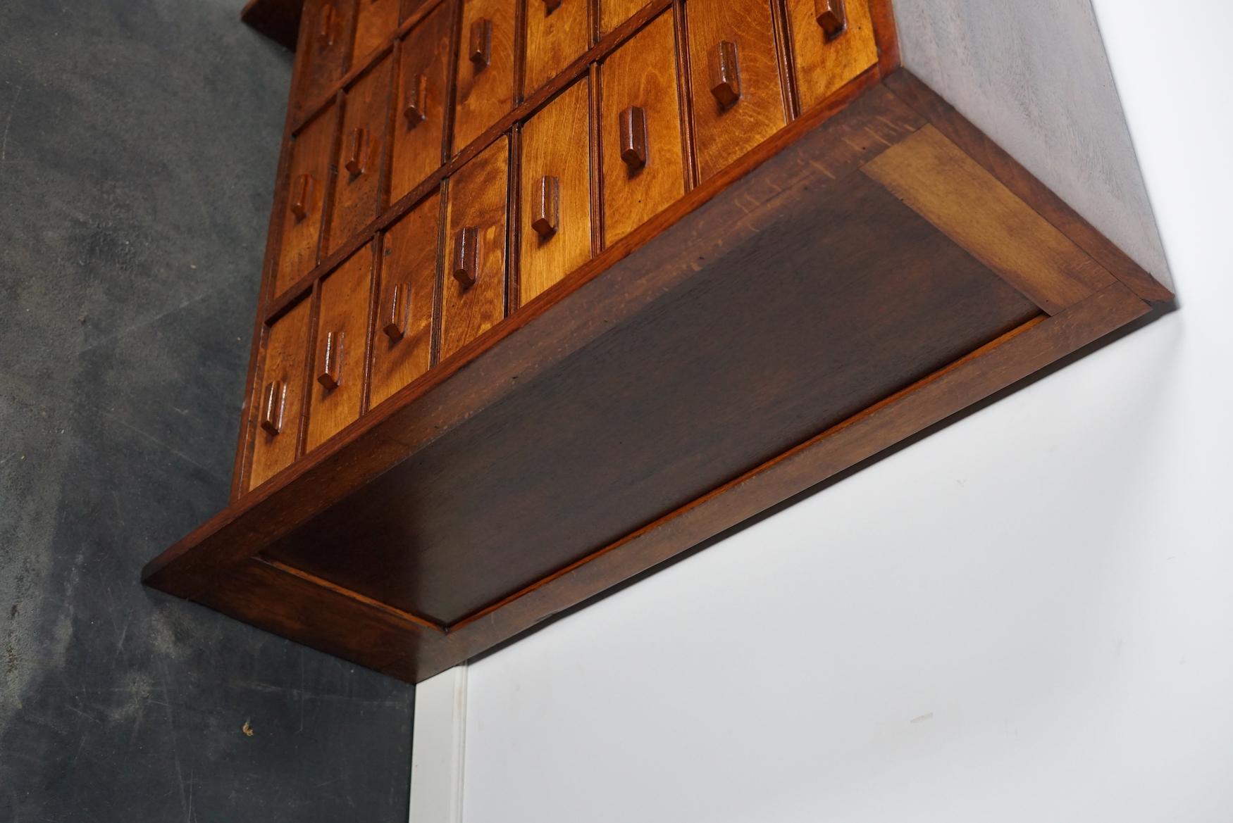 Dutch Industrial Beech and Mahogany Apothecary Cabinet, Mid-20th Century 7