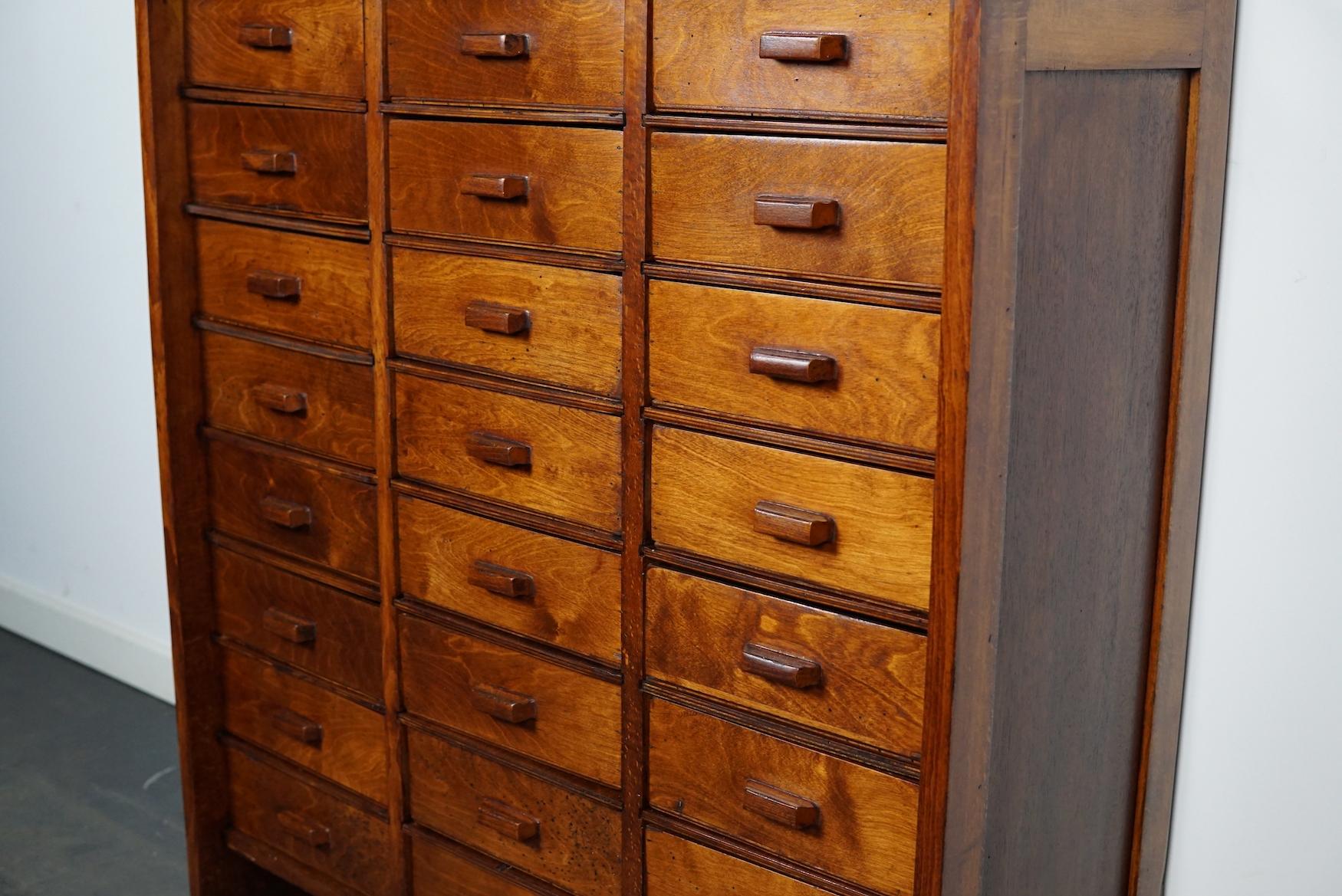 Dutch Industrial Beech and Mahogany Apothecary Cabinet, Mid-20th Century 11