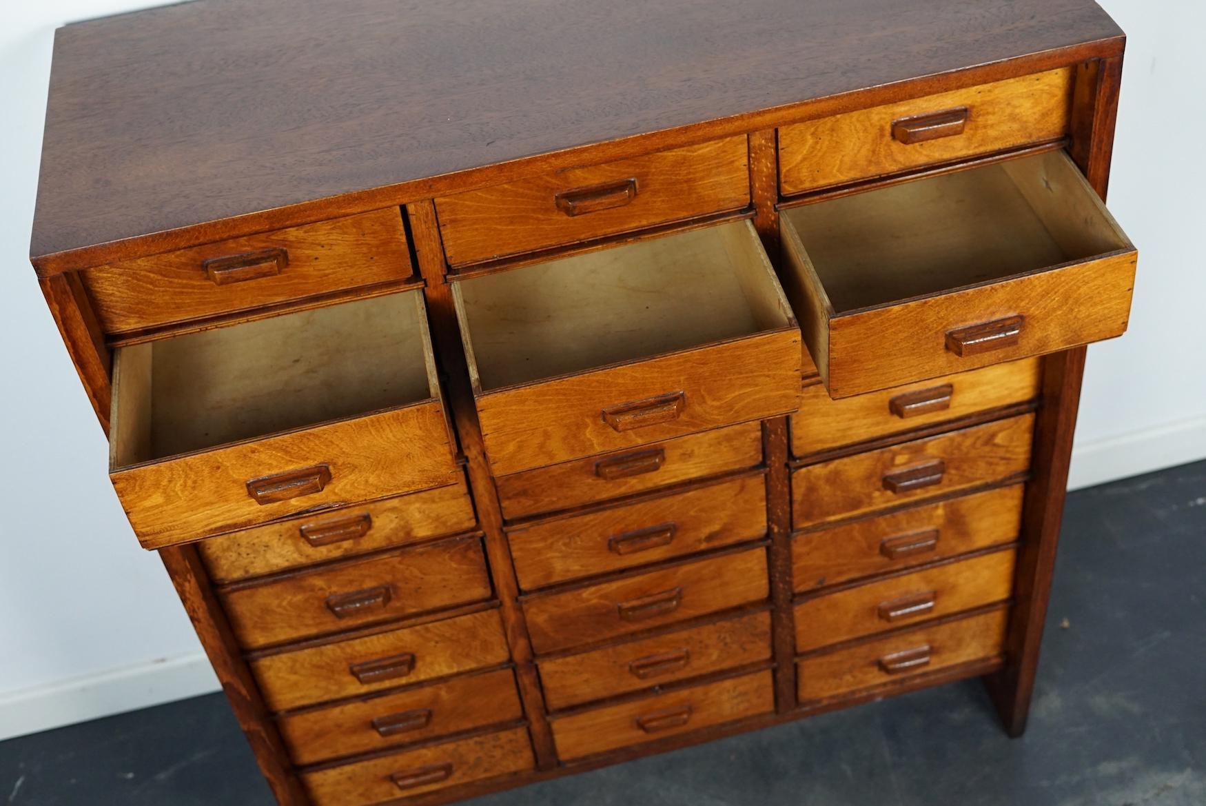 Dutch Industrial Beech and Mahogany Apothecary Cabinet, Mid-20th Century 13