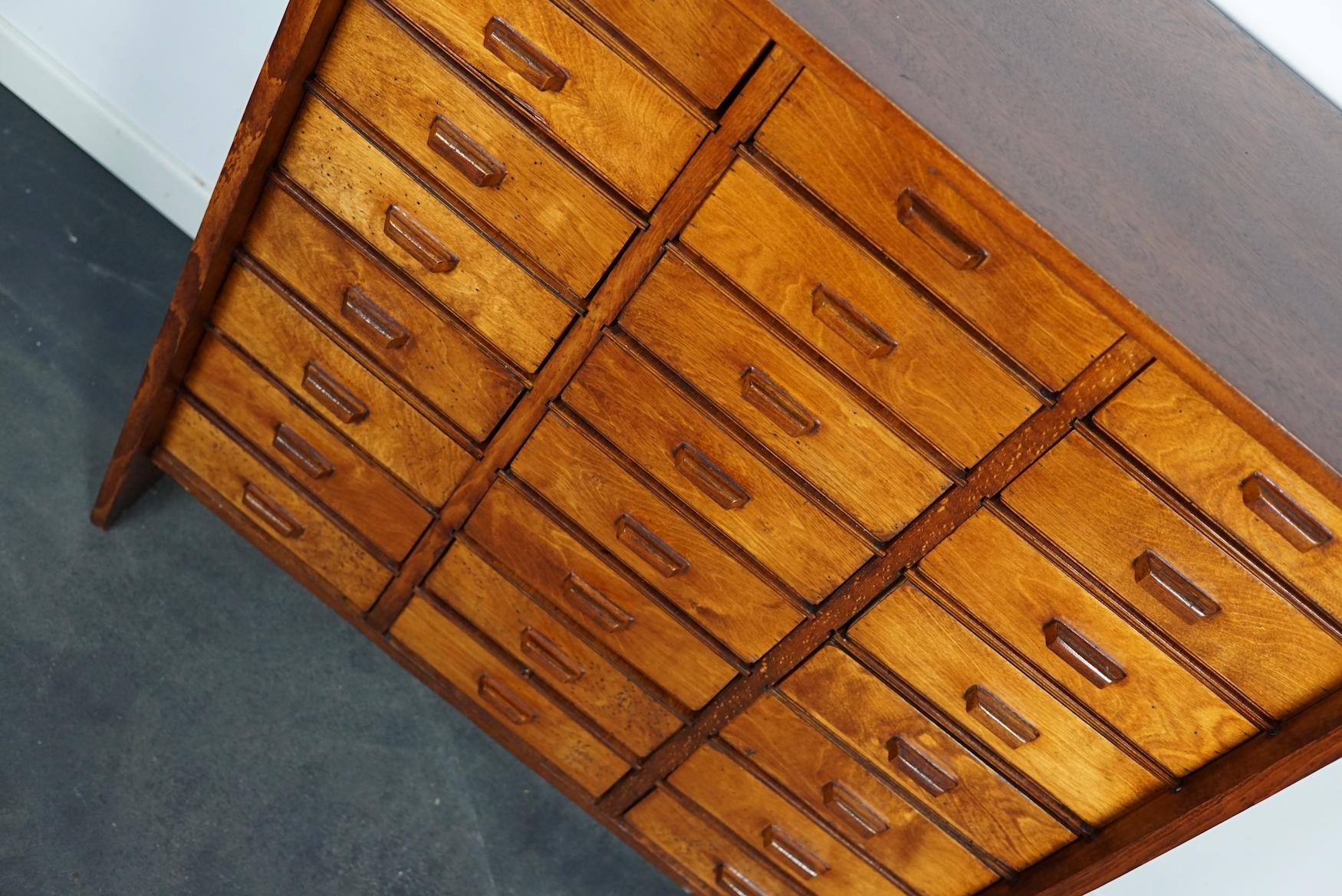 Dutch Industrial Beech and Mahogany Apothecary Cabinet, Mid-20th Century 15