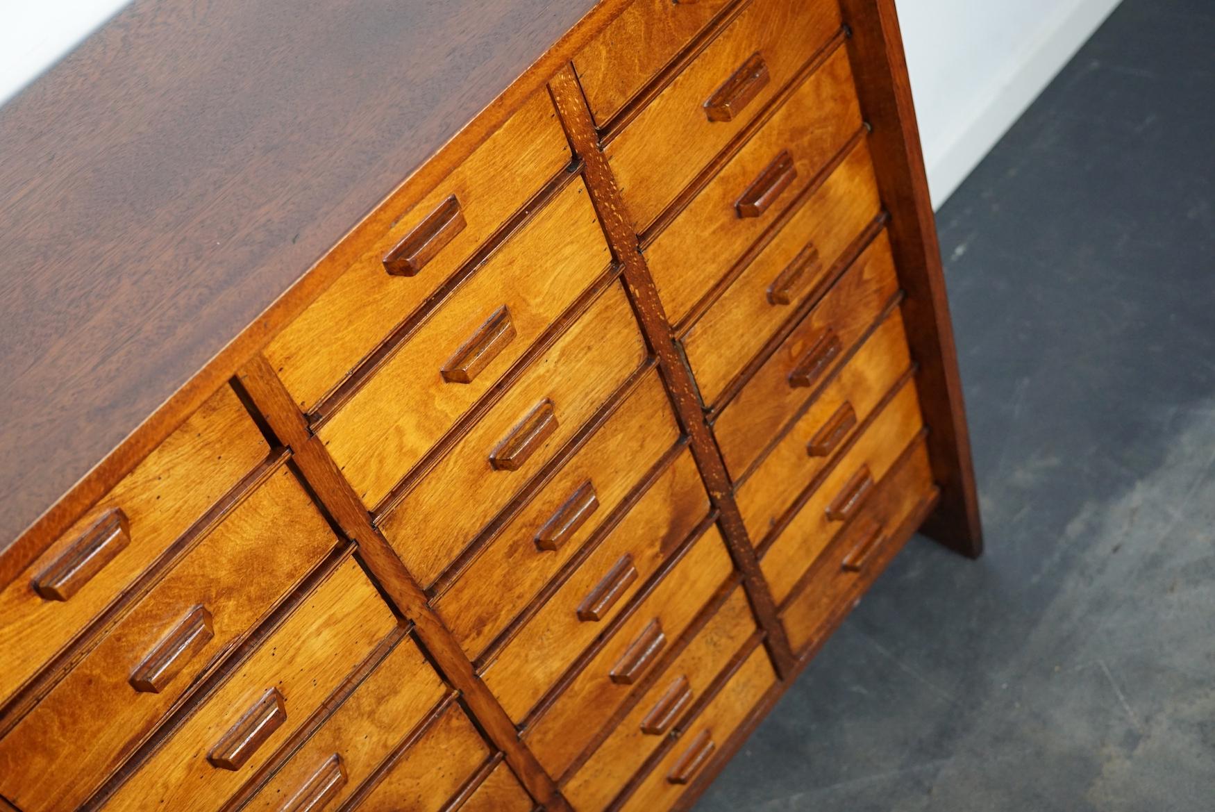 Dutch Industrial Beech and Mahogany Apothecary Cabinet, Mid-20th Century 4