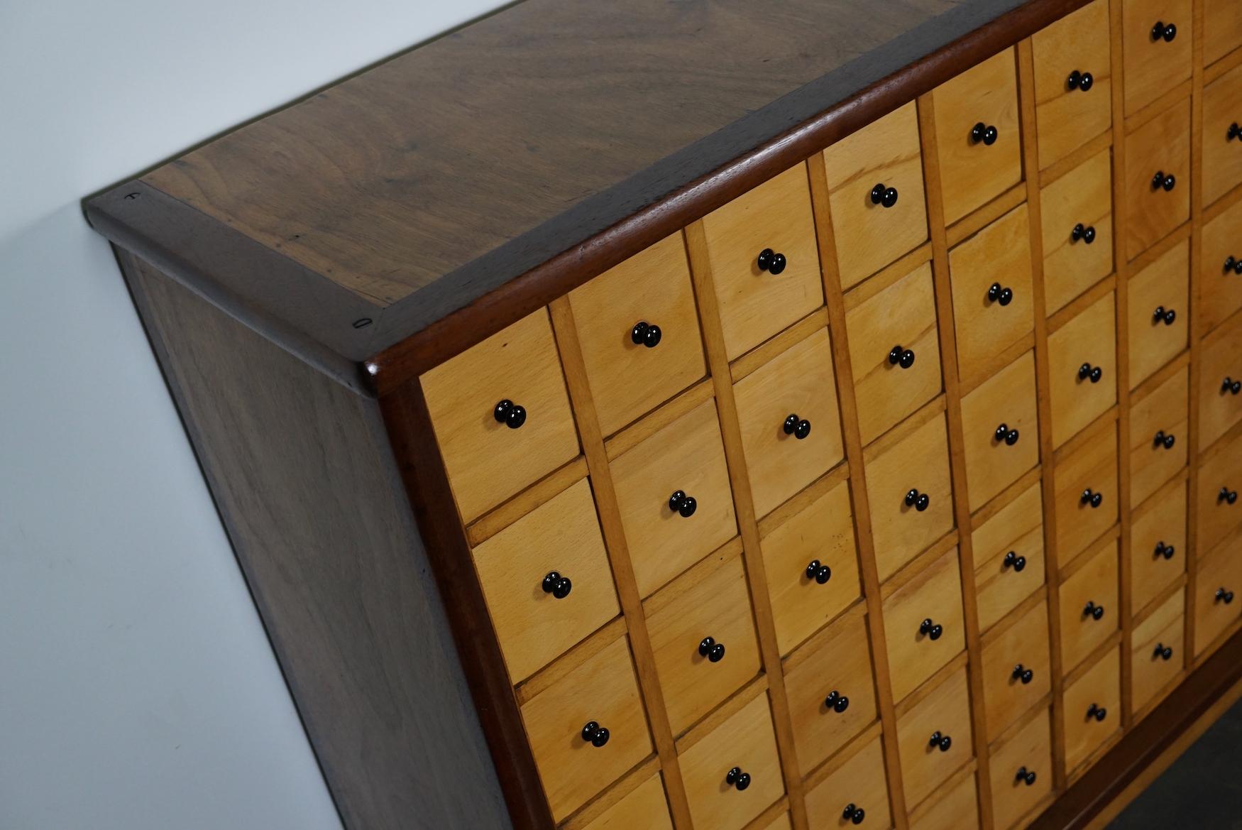 Dutch Industrial Beech and Oak Apothecary Cabinet, Mid-20th Century 7