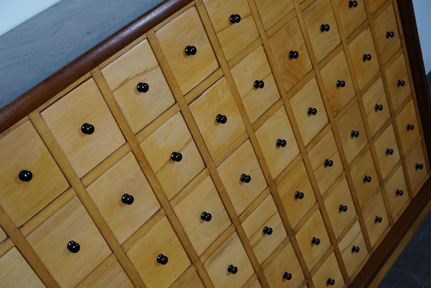 Dutch Industrial Beech and Oak Apothecary Cabinet, Mid-20th Century 11