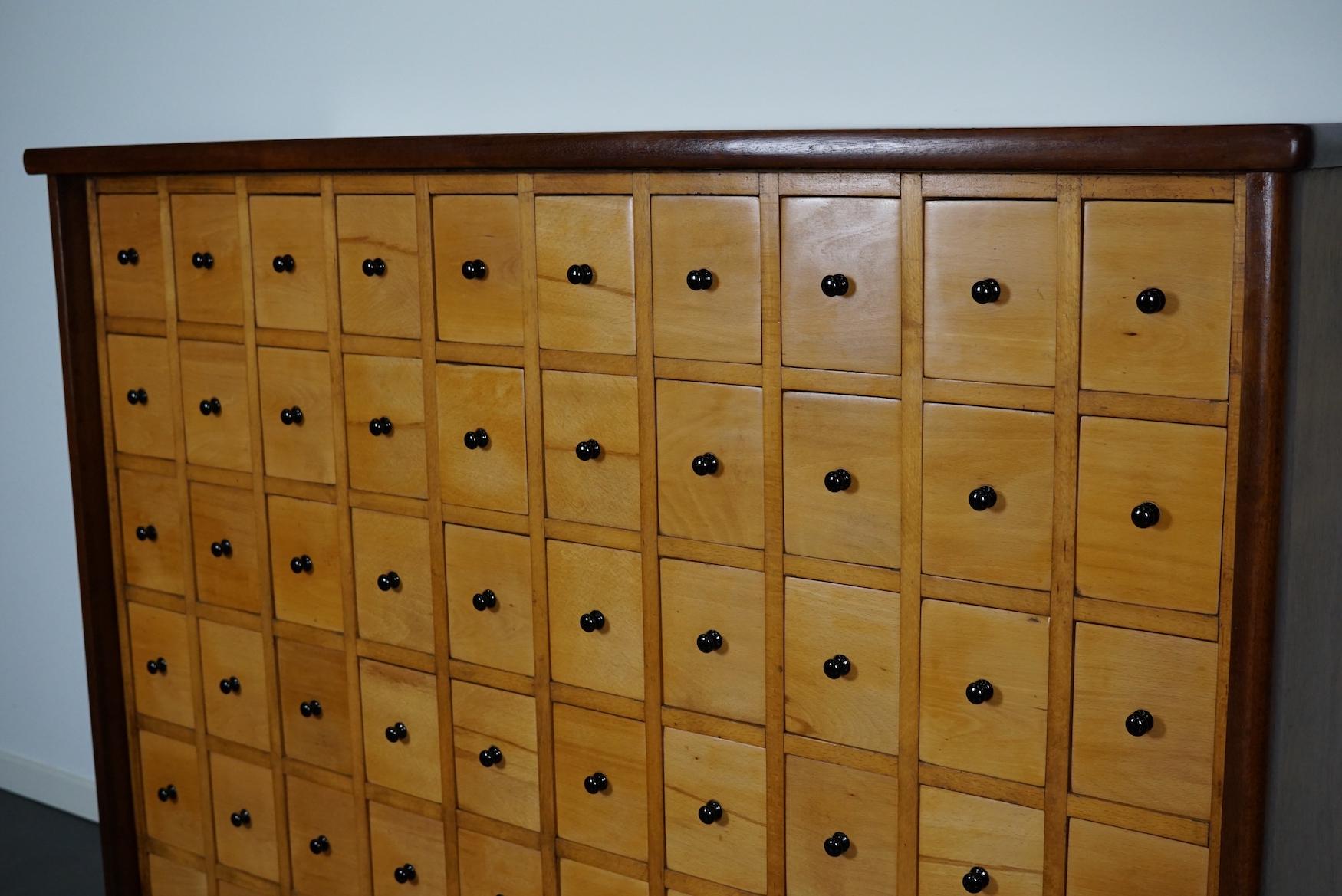 Dutch Industrial Beech and Oak Apothecary Cabinet, Mid-20th Century In Good Condition In Nijmegen, NL