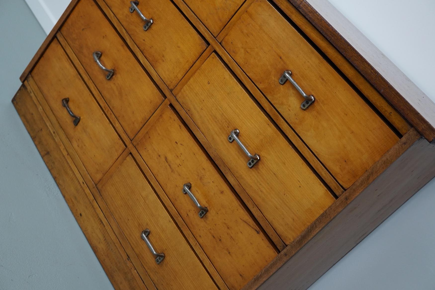 Dutch Industrial Beech Apothecary Cabinet, Mid-20th Century For Sale 7