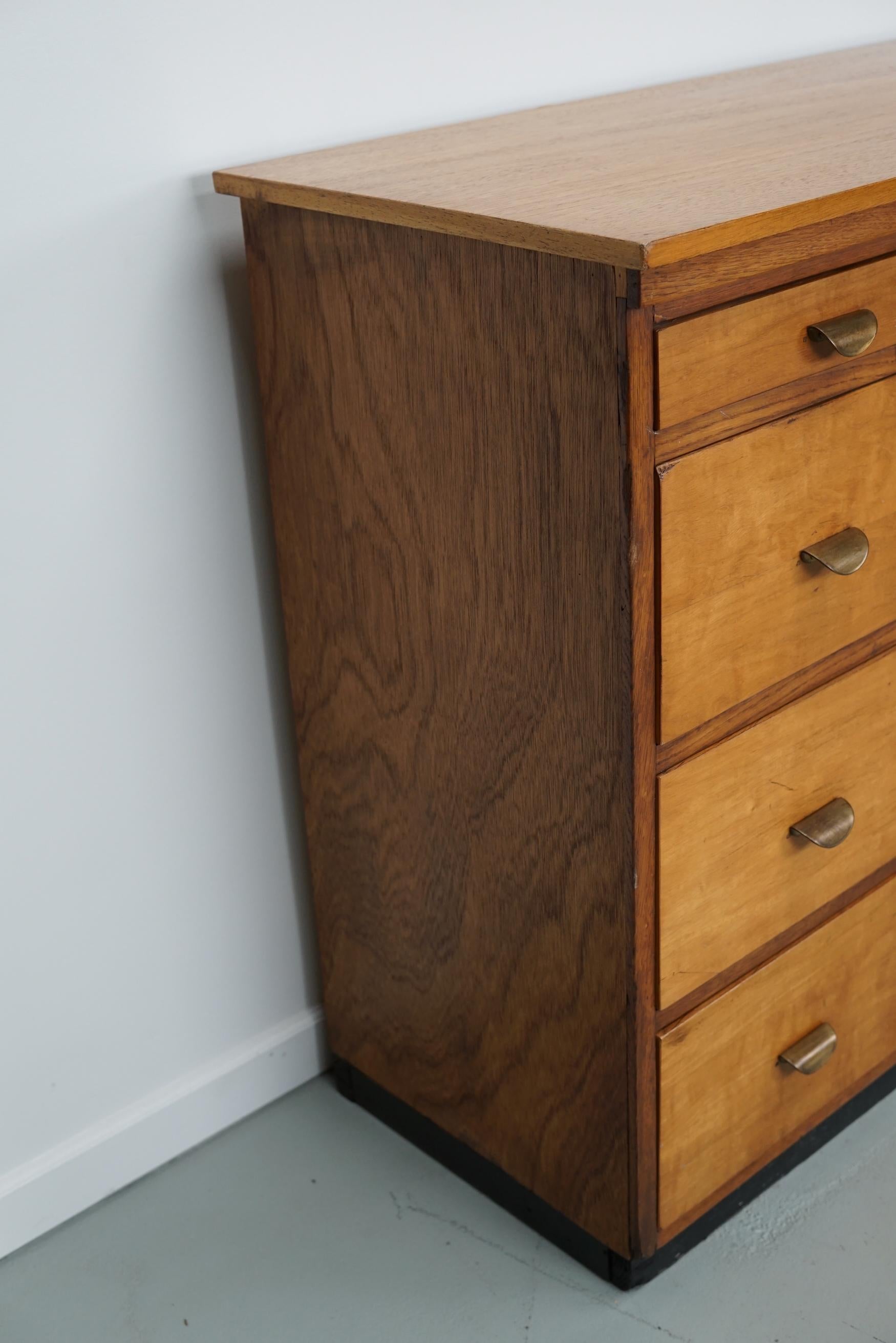  Dutch Industrial Beech Apothecary Cabinet, Mid-20th Century 6