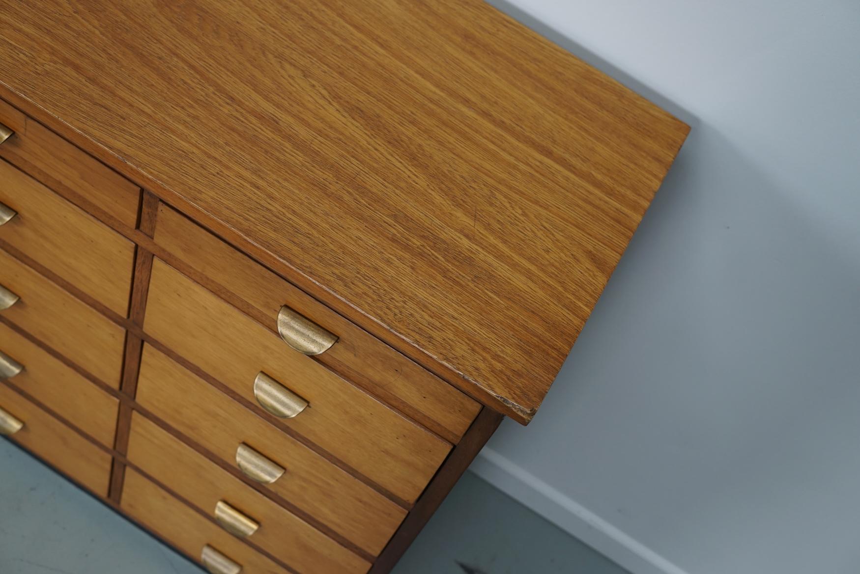  Dutch Industrial Beech Apothecary Cabinet, Mid-20th Century 1