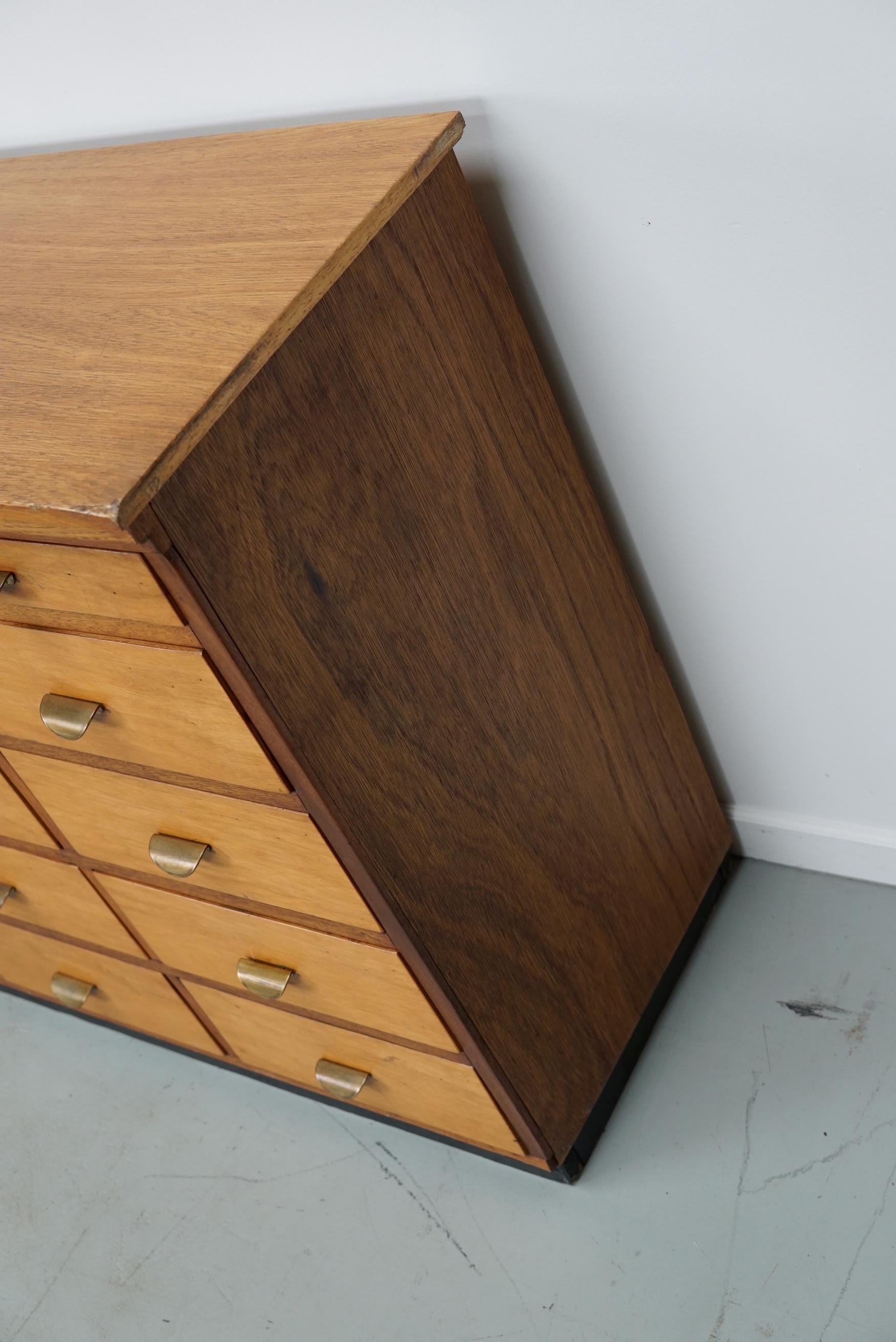  Dutch Industrial Beech Apothecary Cabinet, Mid-20th Century 3
