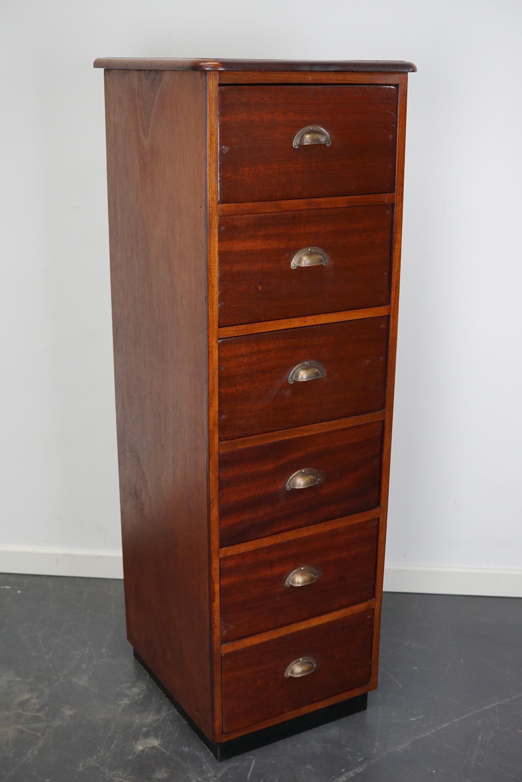 Dutch Industrial Mahogany Apothecary Cabinet, Mid-20th Century For Sale 7