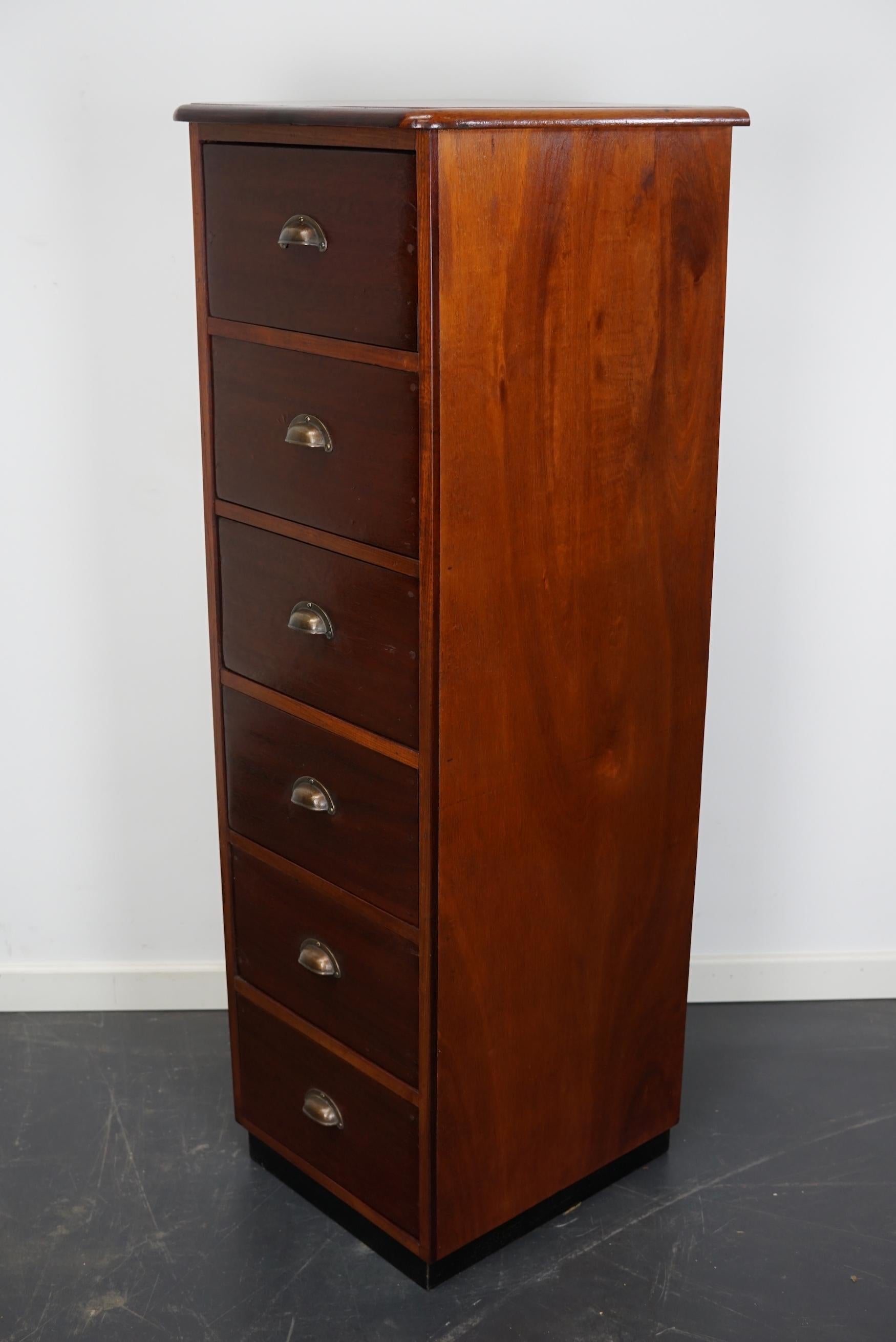 Dutch Industrial Mahogany Apothecary Cabinet, Mid-20th Century For Sale 11