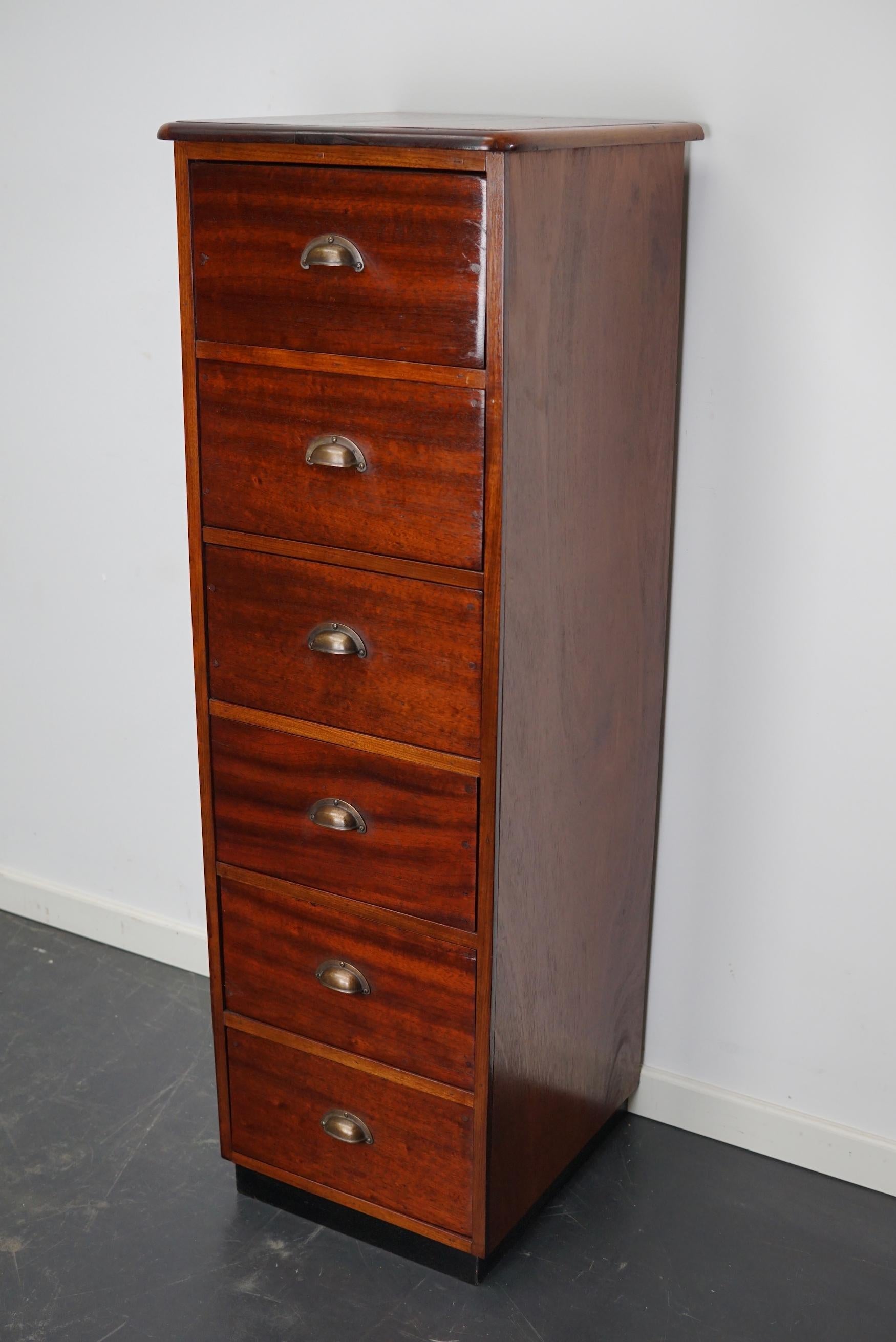 Dutch Industrial Mahogany Apothecary Cabinet, Mid-20th Century For Sale 13